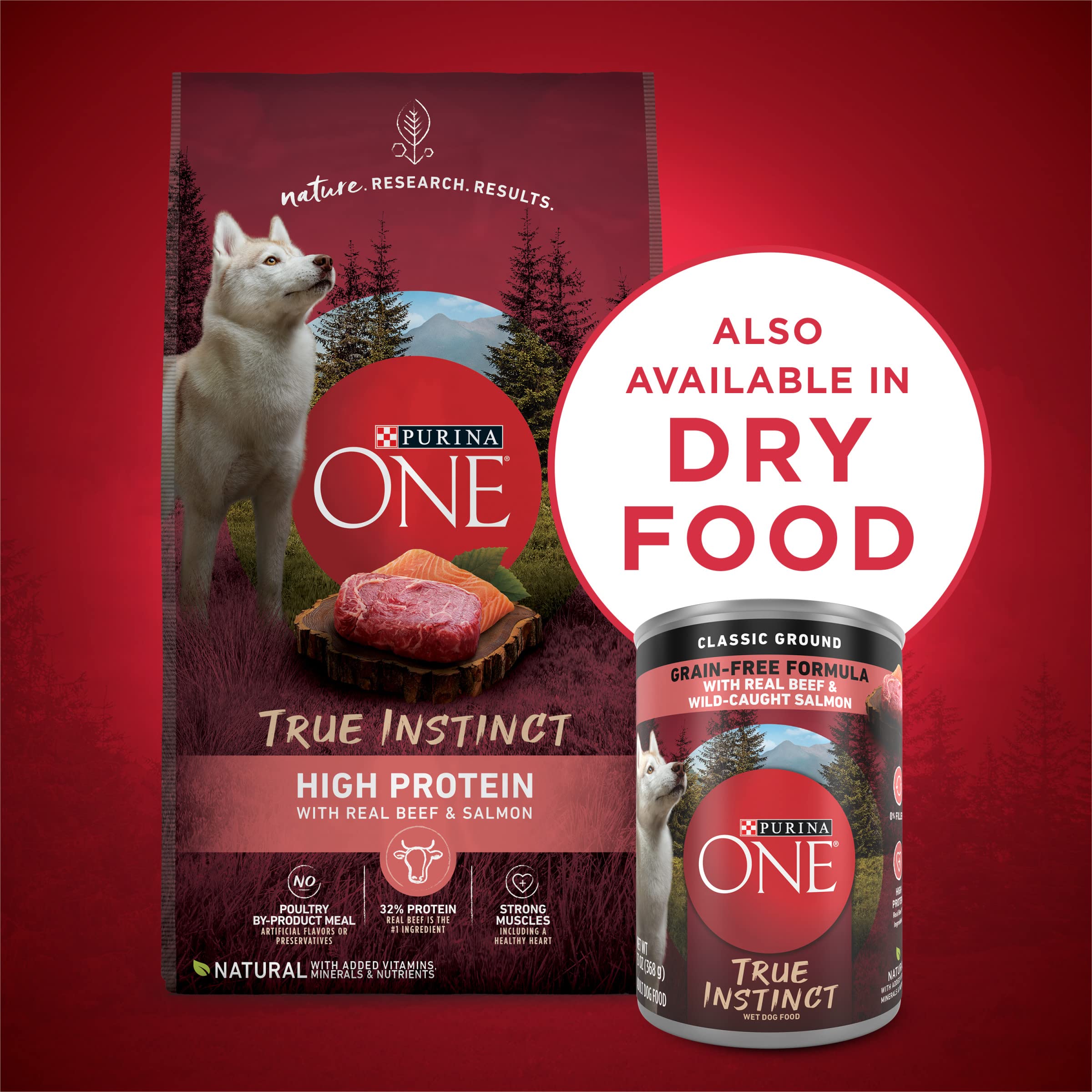 Purina ONE Wet Dog Food True Instinct Classic Ground Grain-Free Formula With Real Beef and Wild Caught Salmon High Protein Wet D