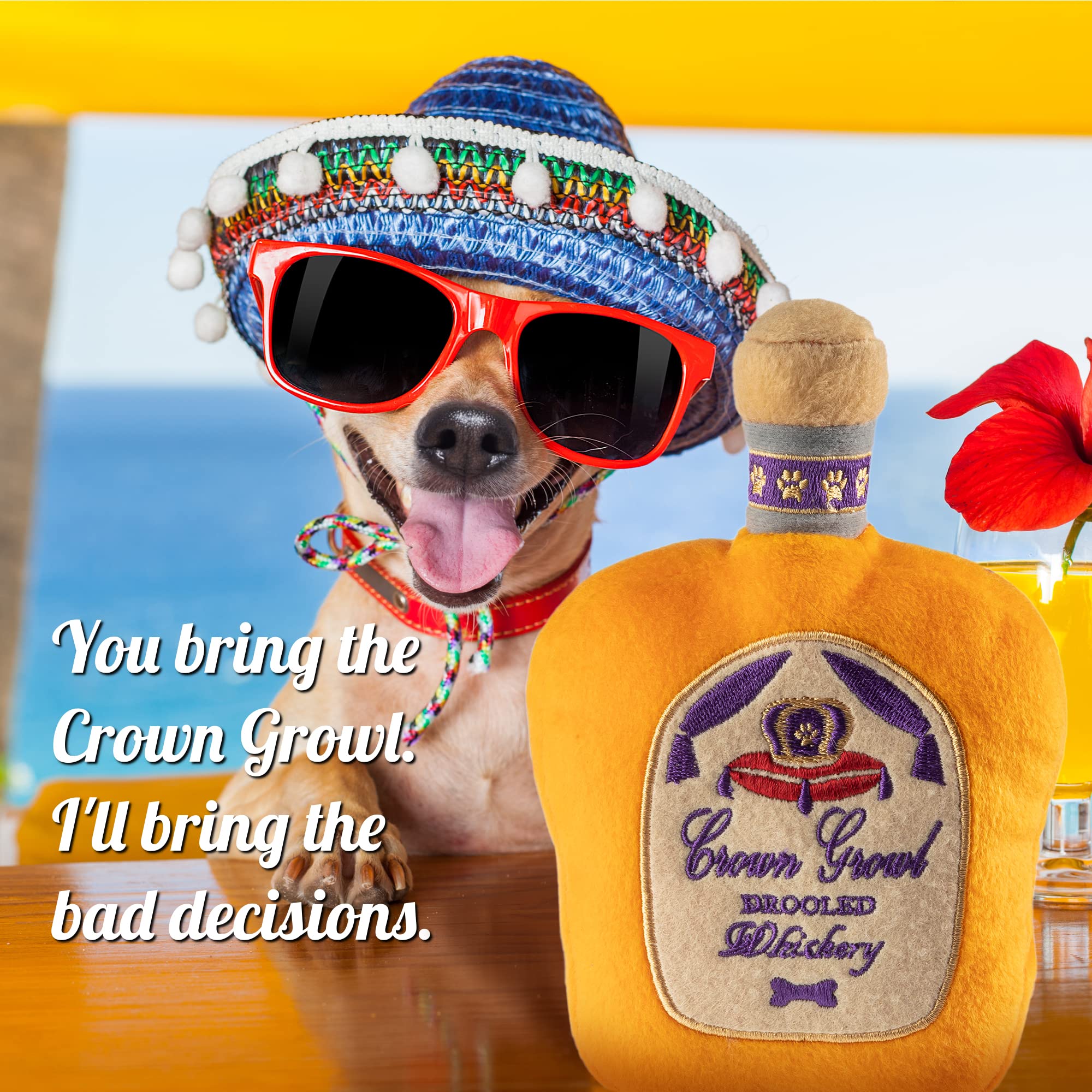 Dog Diggin Designs Libation Station Collection | Unique Squeaky Parody Plush Dog Toys - Shaken, Not Stirred