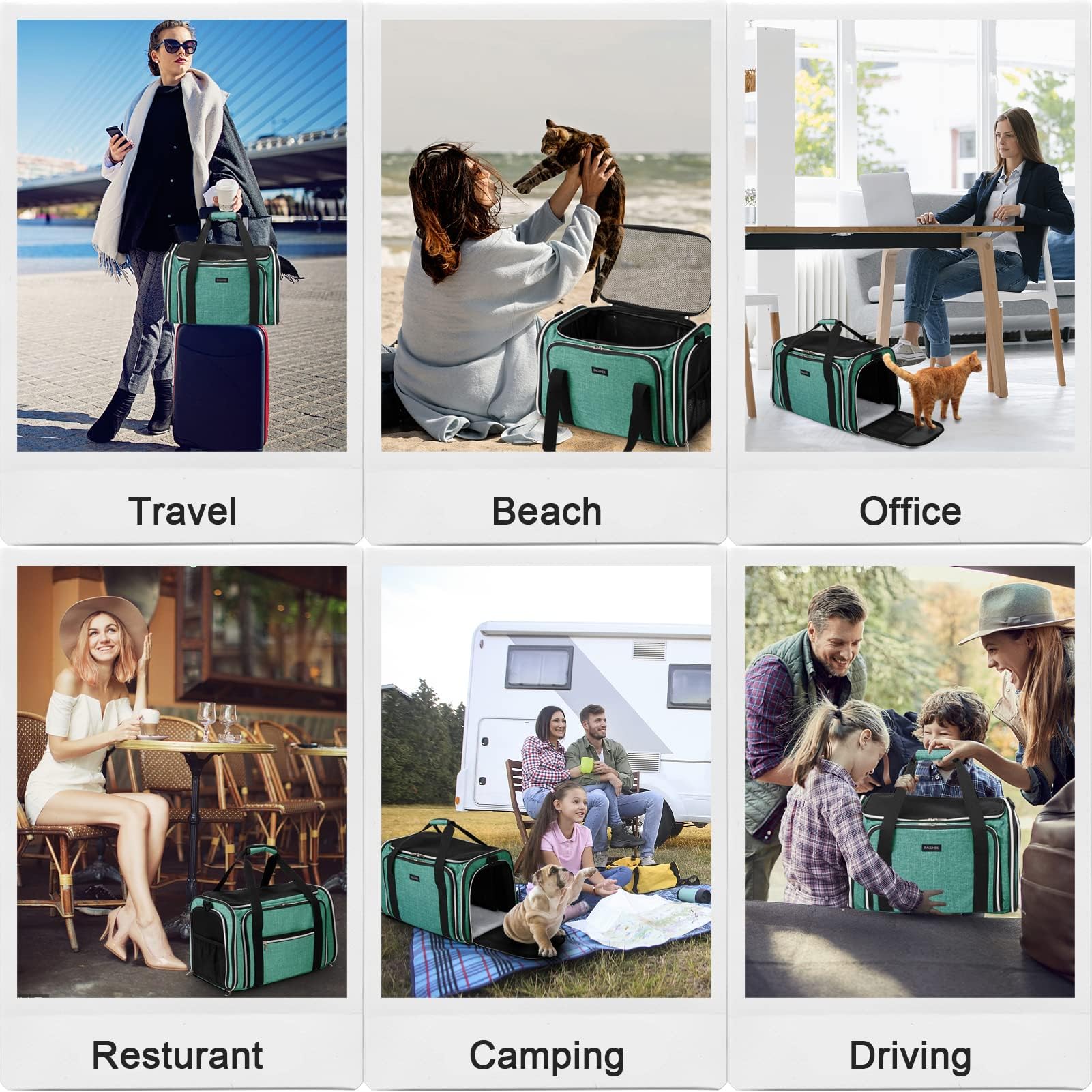 Baglher Pet Travel Carrier, Cat Carriers Dog Carrier For Small Medium Cats Dogs Puppies, Airline Approved Small Dog Carrier Soft Sided, Collapsible Puppy Carrier. Green