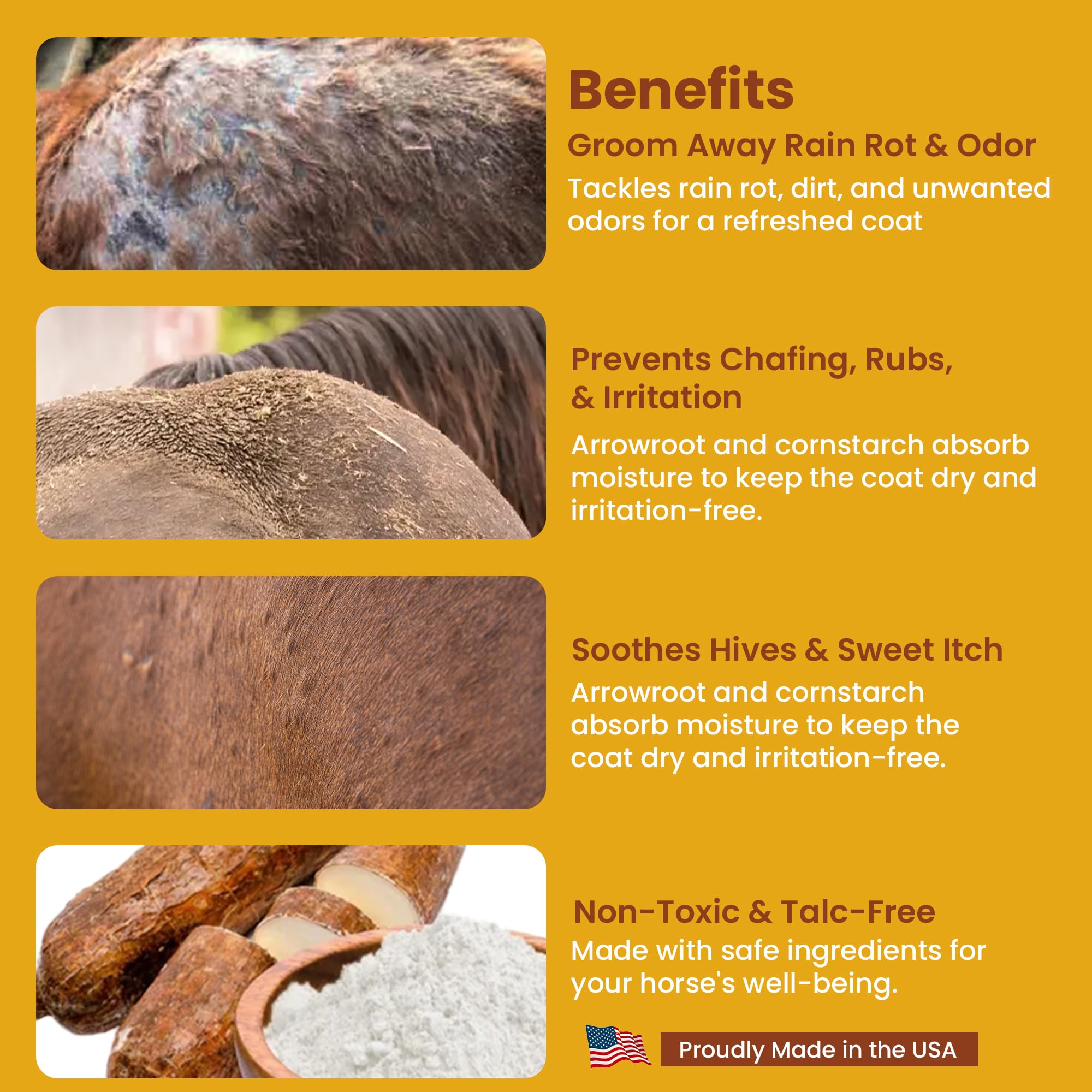 Eqvin Coat Care Powder For Horses | Made In Usa | Equine Skin Conditioner For Sweet Itch, Rain Rot & Skin Issues | Effective Dry