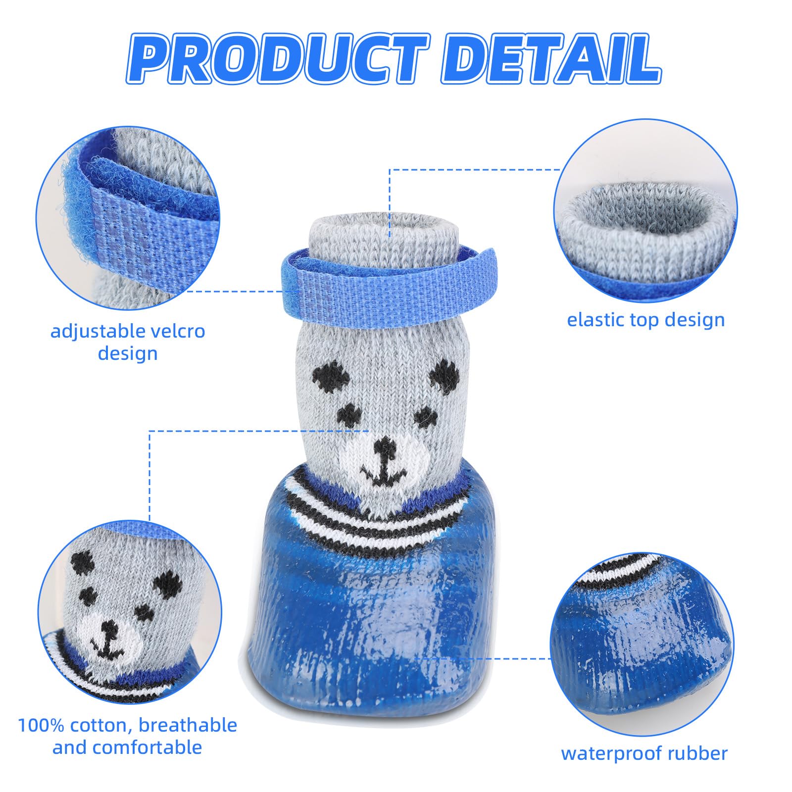 4Pcs Dog Boots Waterproof Shoes Breathable Socks, With Anti-Slip Sole And Adjustable Magic Tape All Weather Protect Paws Only Fi