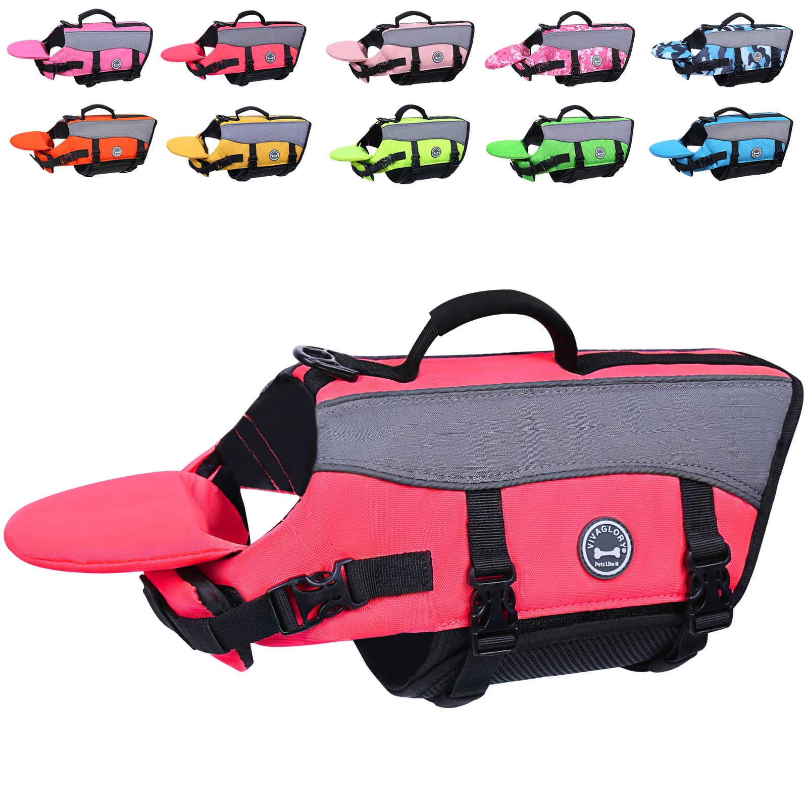 Vivaglory Dog Life Jacket With Removable Front Float, Dogs Life Vest With Extra Padding & Reflective Trims For Swimming & Boatin
