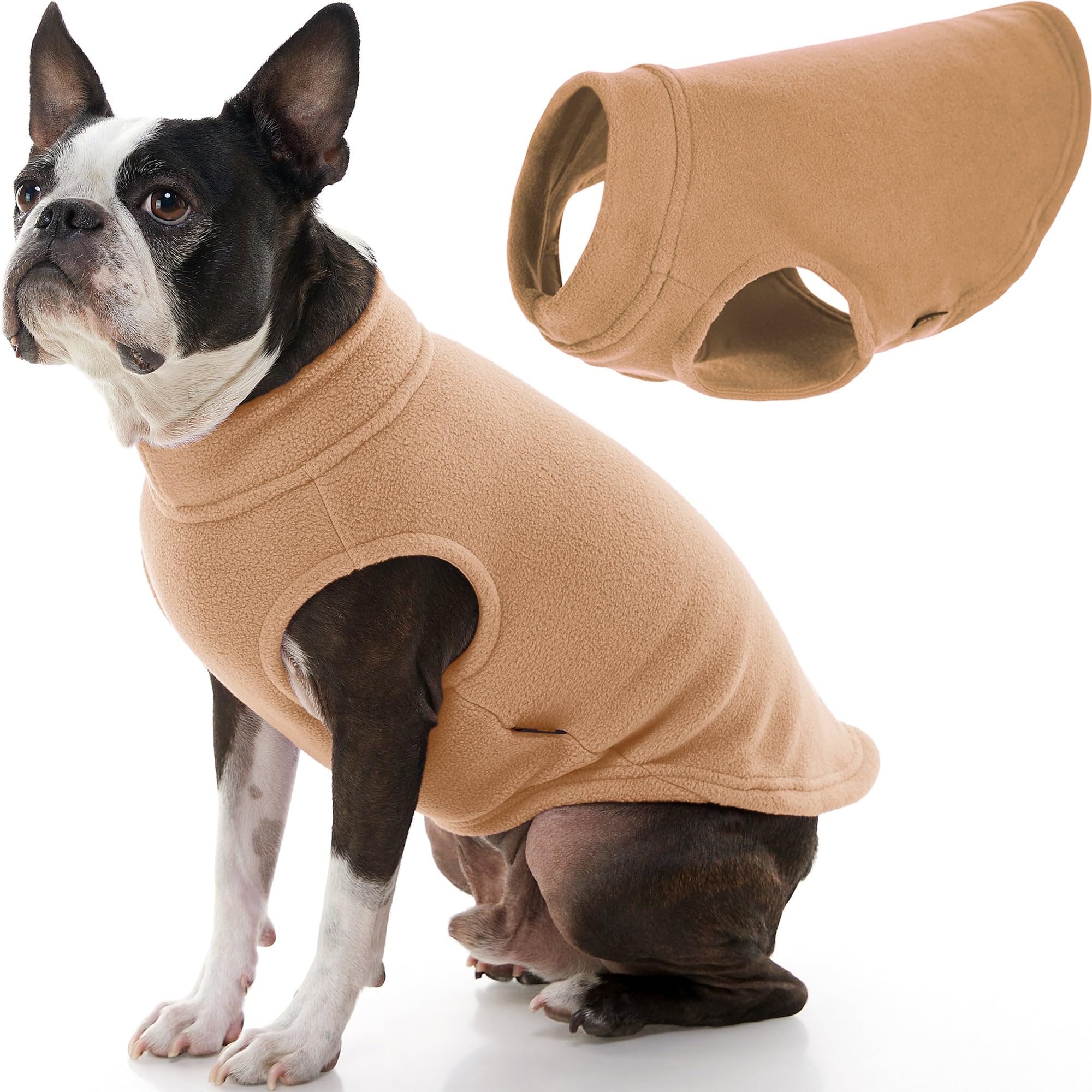 Gooby Stretch Fleece Vest Dog Sweater - Warm Pullover Fleece Dog Jacket - Winter Dog Clothes For Small Dogs, Large Dogs, Boy Or Girl - Soft, Super Stretchy Fleece Vest Dog Sweater - Sand, X-Large