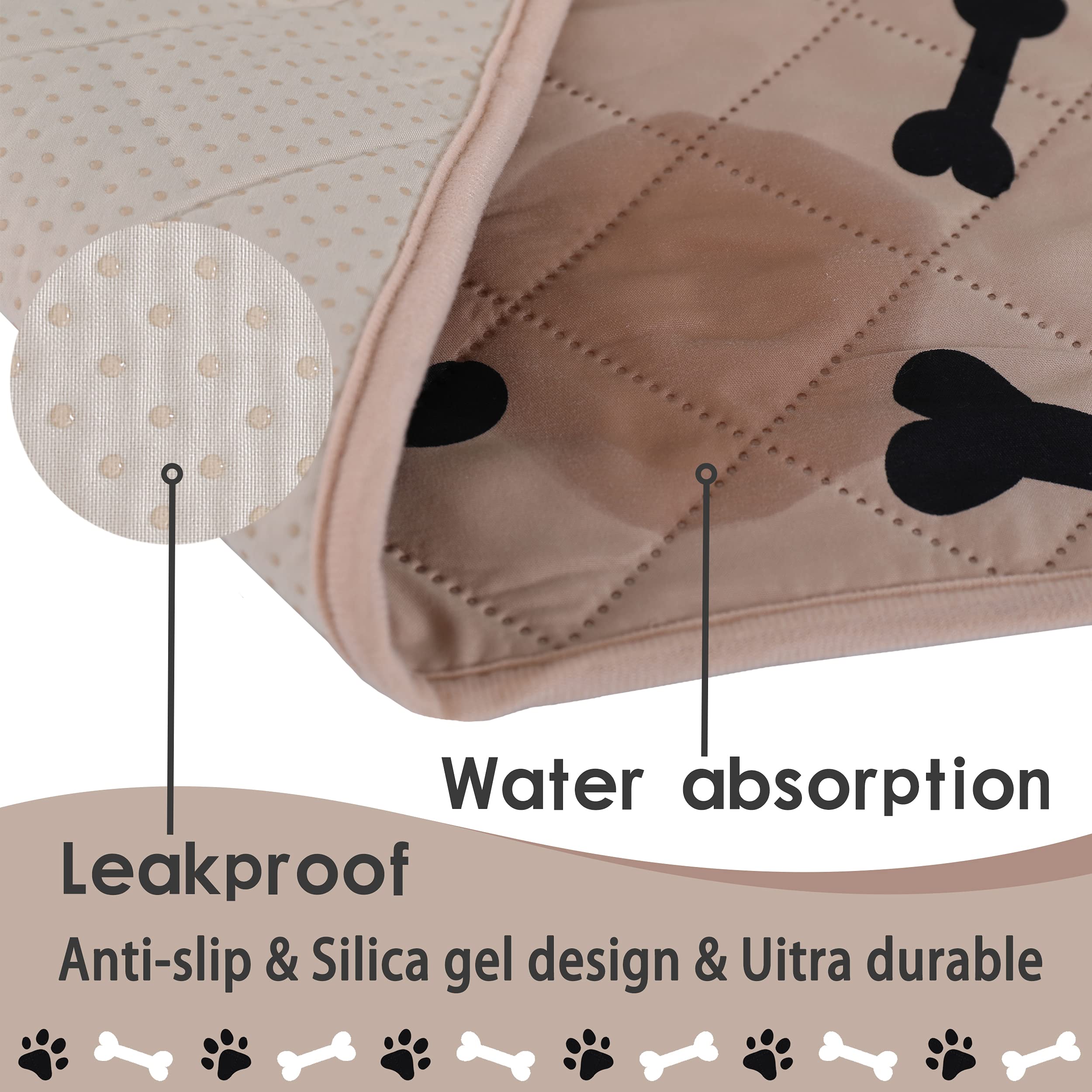 Dog Crate Pee Pads - Wahable Dog Rugs Non-Slip Puppy Pads For Small Dogs, Water Absorb Training Pads (80'' X 60'', Beige) 1 Pack