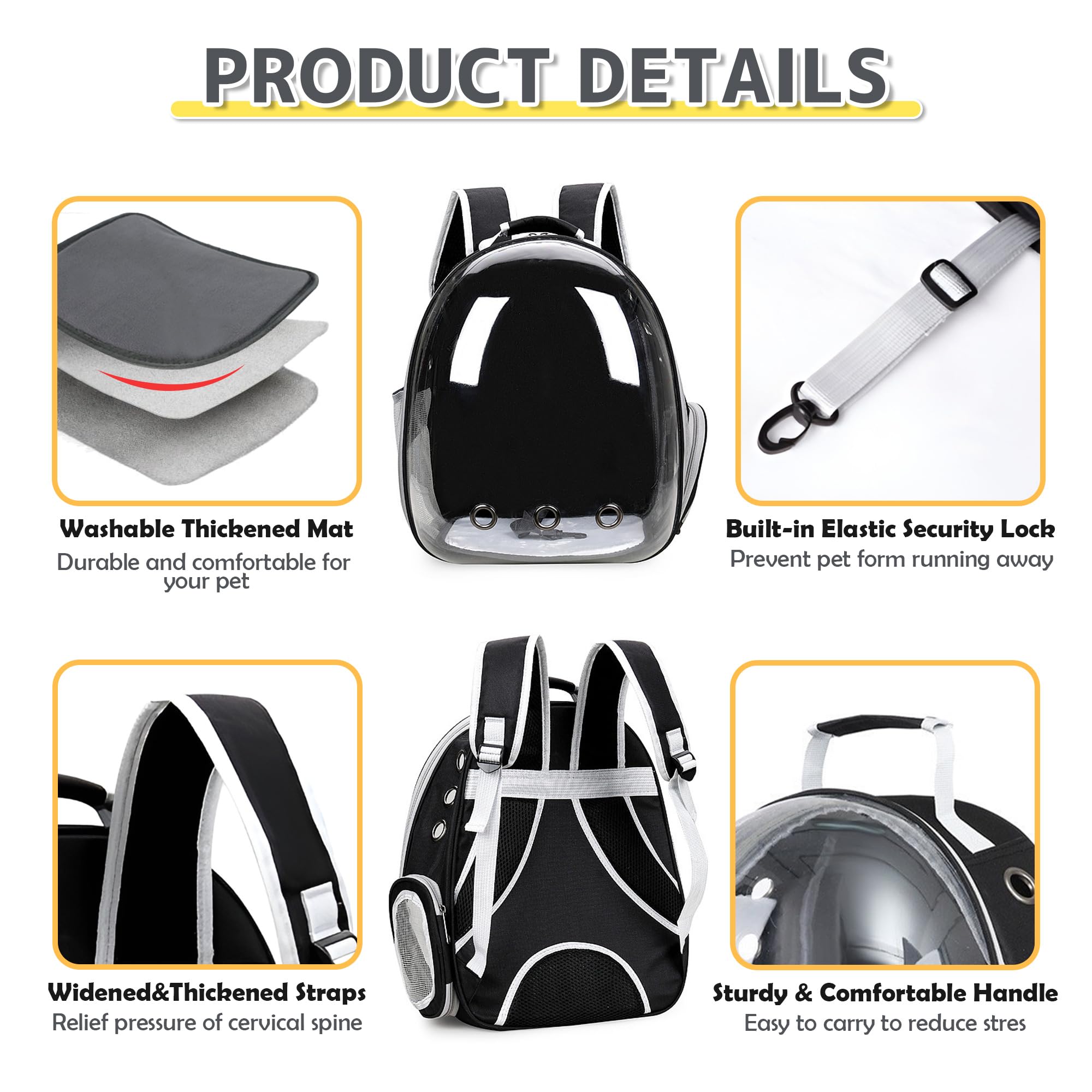 Xzking Cat Backpack Carrier Bubble Bag, Transparent Space Capsule Pet Carrier Dog Hiking Backpack, Small Dog Backpack Carrier Fo