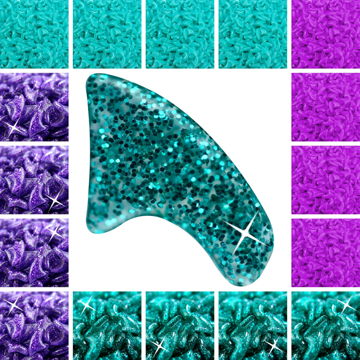 Zetpo 80 Pcs Cat Claw Covers | Cat Nail Caps | With Adhesives And Applicators (Xs, Turquoise, Purple, Turquoise Glitter, Violet Glitter)