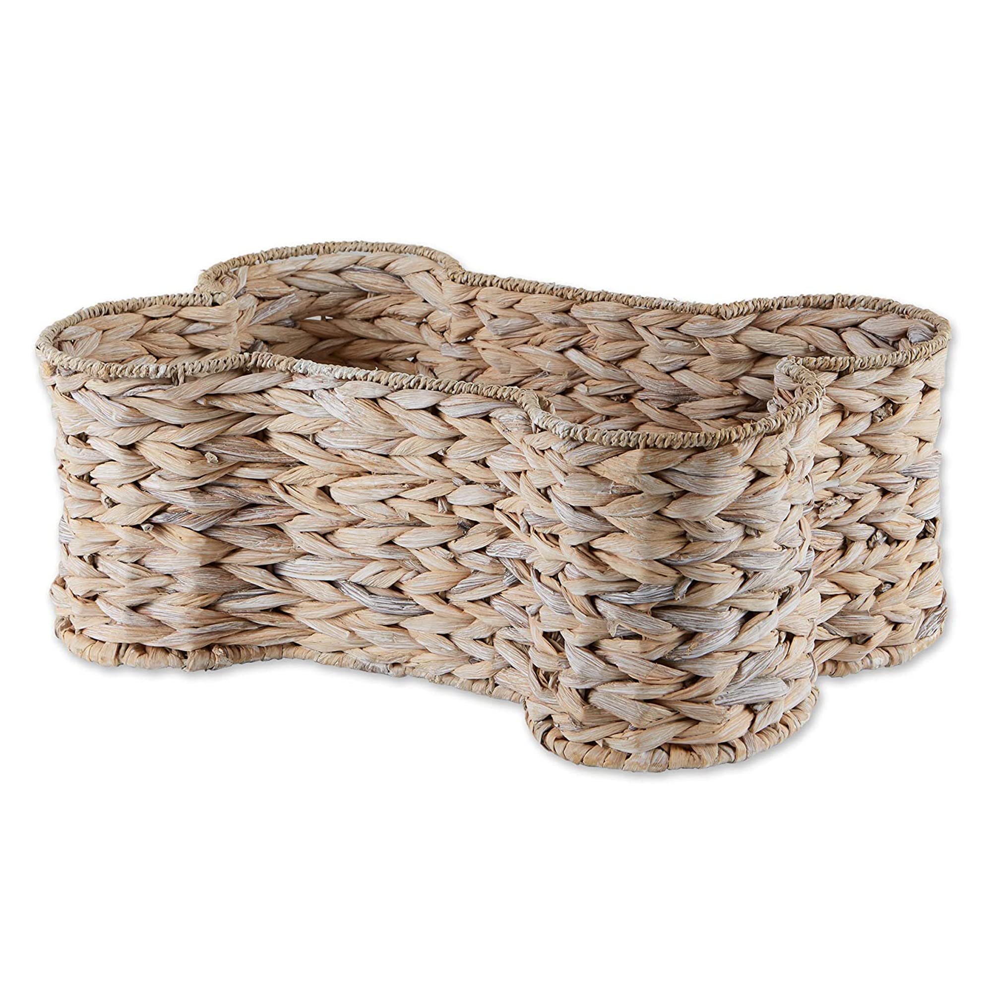 Bone Dry Pet Storage Collection Bone Shape Hyacinth Toy Basket, White Wash, Large