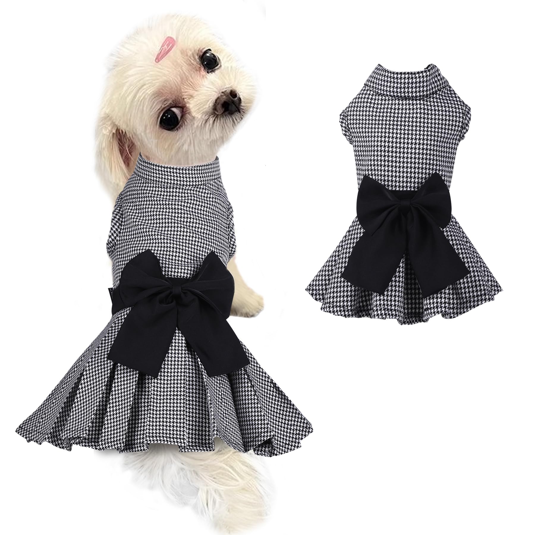 Dog Dress With Bowknot, Fashional All Weather Puppy Clothes Wedding Holiday Princess Pet Dresses For Small Dogs Cats Girl (Mediu