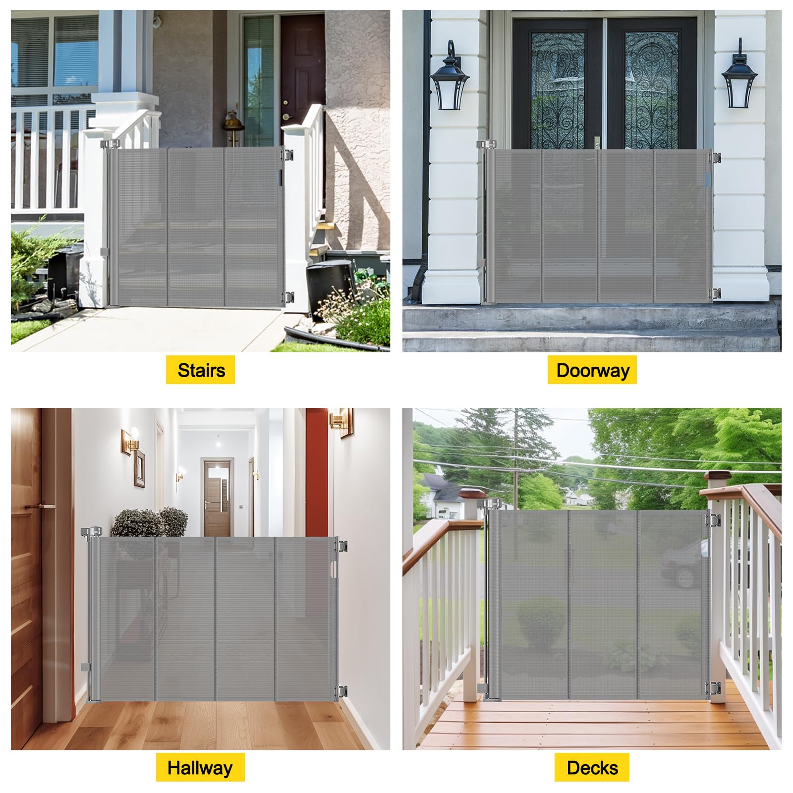 Reinforced 42    Extra Tall Pet Gate for Doorways, Extends up to 60    Wide, Extra Tall Retractable Baby Gates with Rods to Prev
