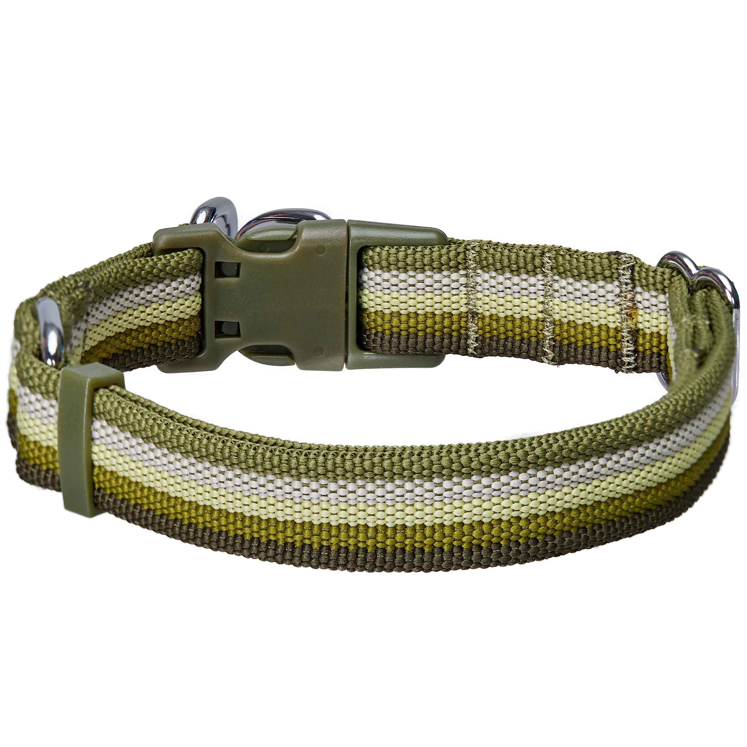 Blueberry Pet 3M Reflective Dog Collars | Adjustable Dog Collar w/Multi-Colored Stripe - Olive | Nylon Pet Collars for Dogs & Re