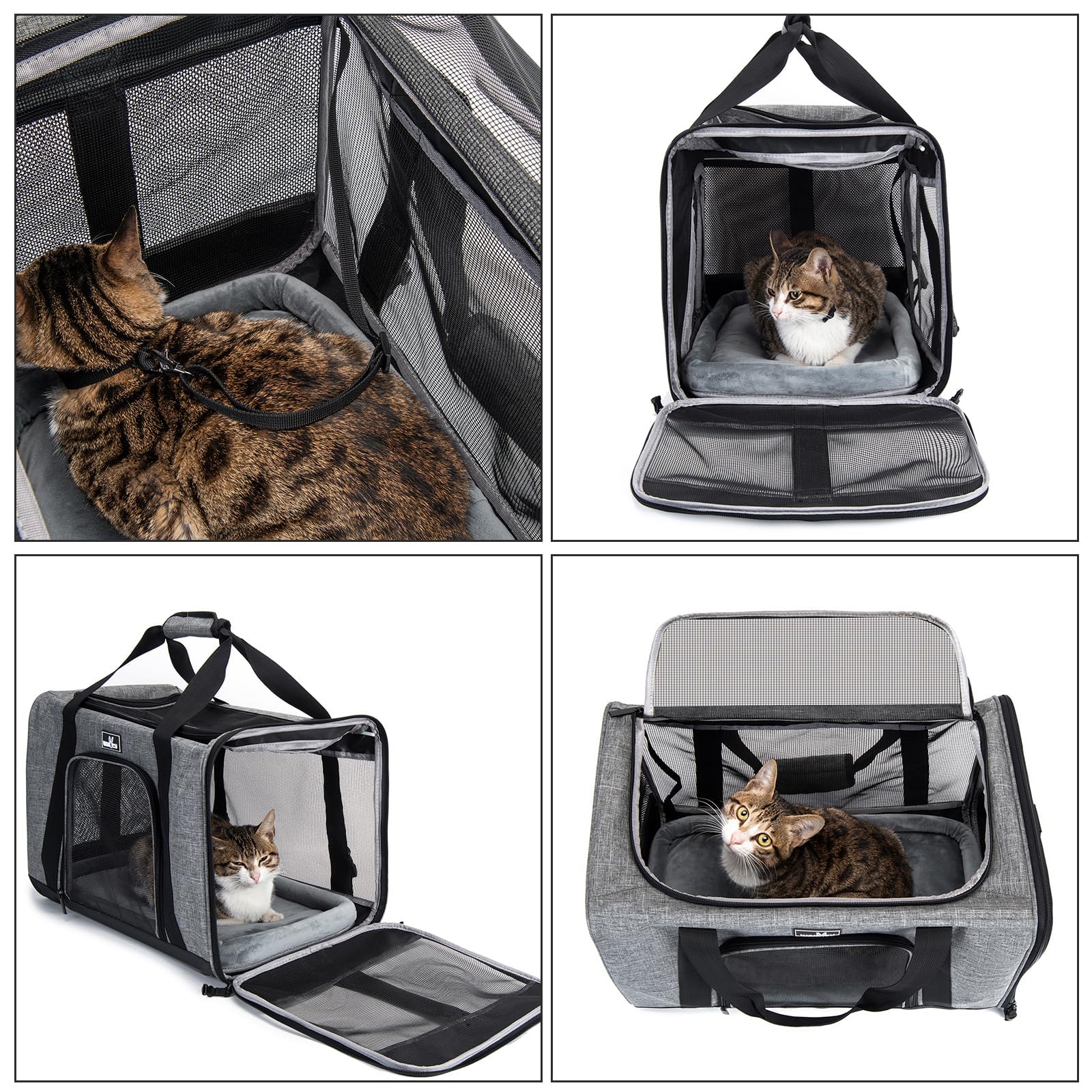 Wakytu Pet Carrier For Small Cats Dogs, Dog Carrier Travel Bag With Adequate Ventilation, 5 Mesh Windows, 3 Entrance, Locking Sa