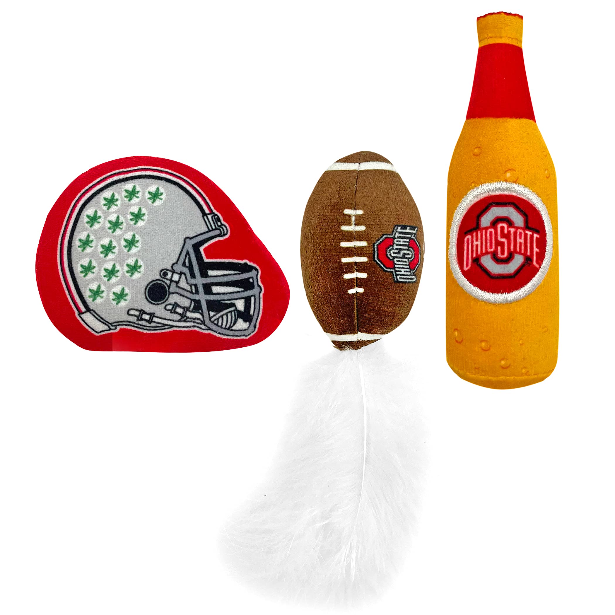 Best Plush Cat Toy Ncaa Ohio State Buckeyes Complete Set Of 3 Piece Cat Toys Filled With Fresh Catnip. Includes: 1 Helmet Cat To