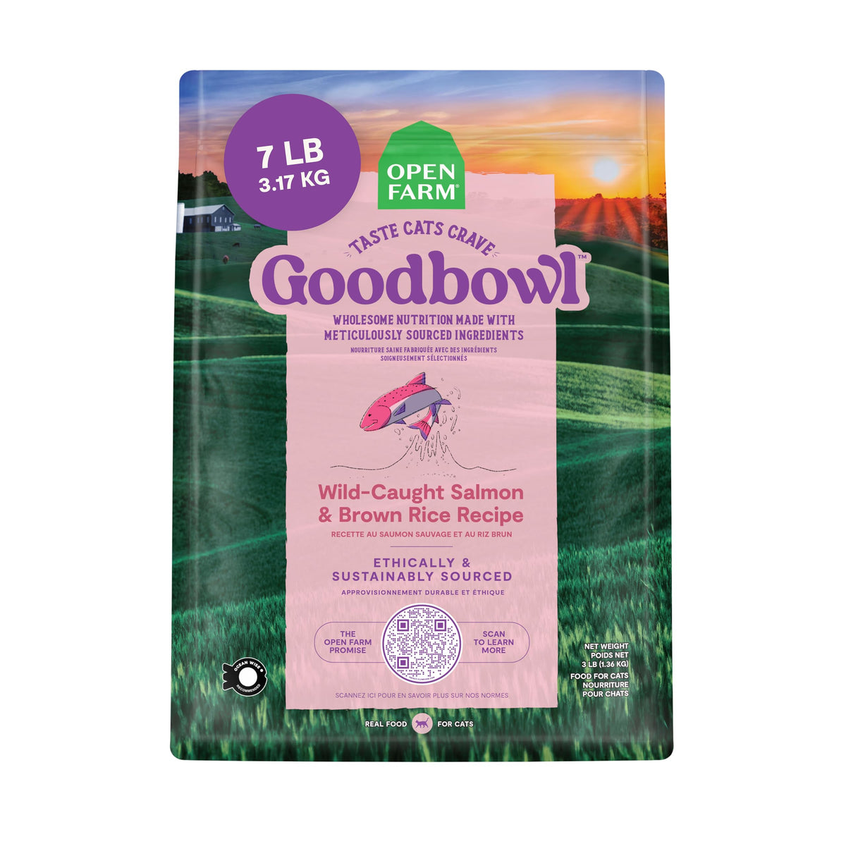 Open Farm Goodbowl, Protein Rich Dry Cat Food Made From Meticulously Sourced Simple Ingredients, Wild-Caught Salmon & Brown Rice