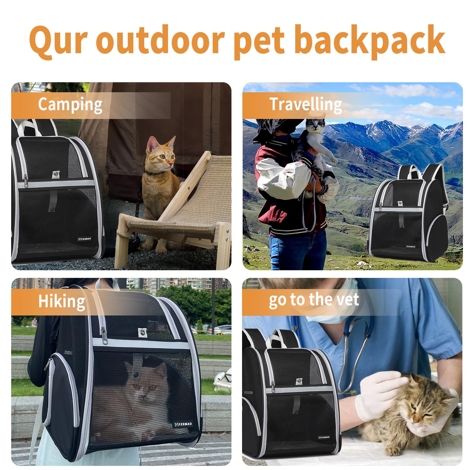 Cat Backpack Carrier Pet Backpack Carrier For Small Dogs And Medium Cat Puppy Kitten Bunny Up To 15Lbs, Cat Carrying Backpack Co