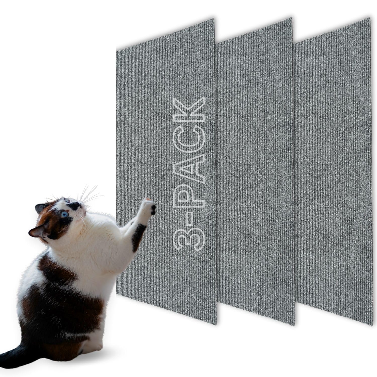 Cat Scratch Mat (3 Pack), 23.6 x 11.8 Cat Wall Stracther, Versatile Self-Adhesive Replacement Easy Use for Cat Trees Wall Furnit