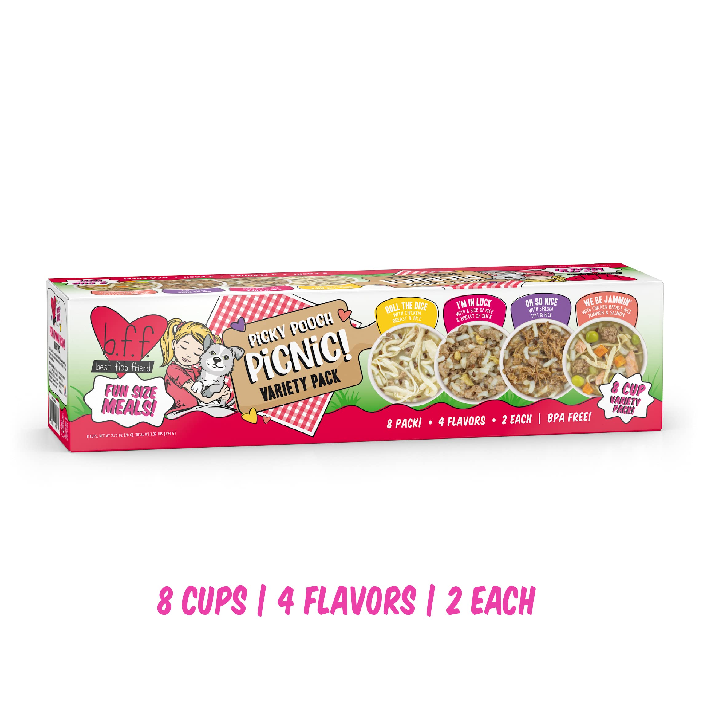 Weruva Best Fido Friend Fun Size Meals for Dogs, Picky Pooch Picnic Variety Pack, 2.75oz Cup, Pack of 8