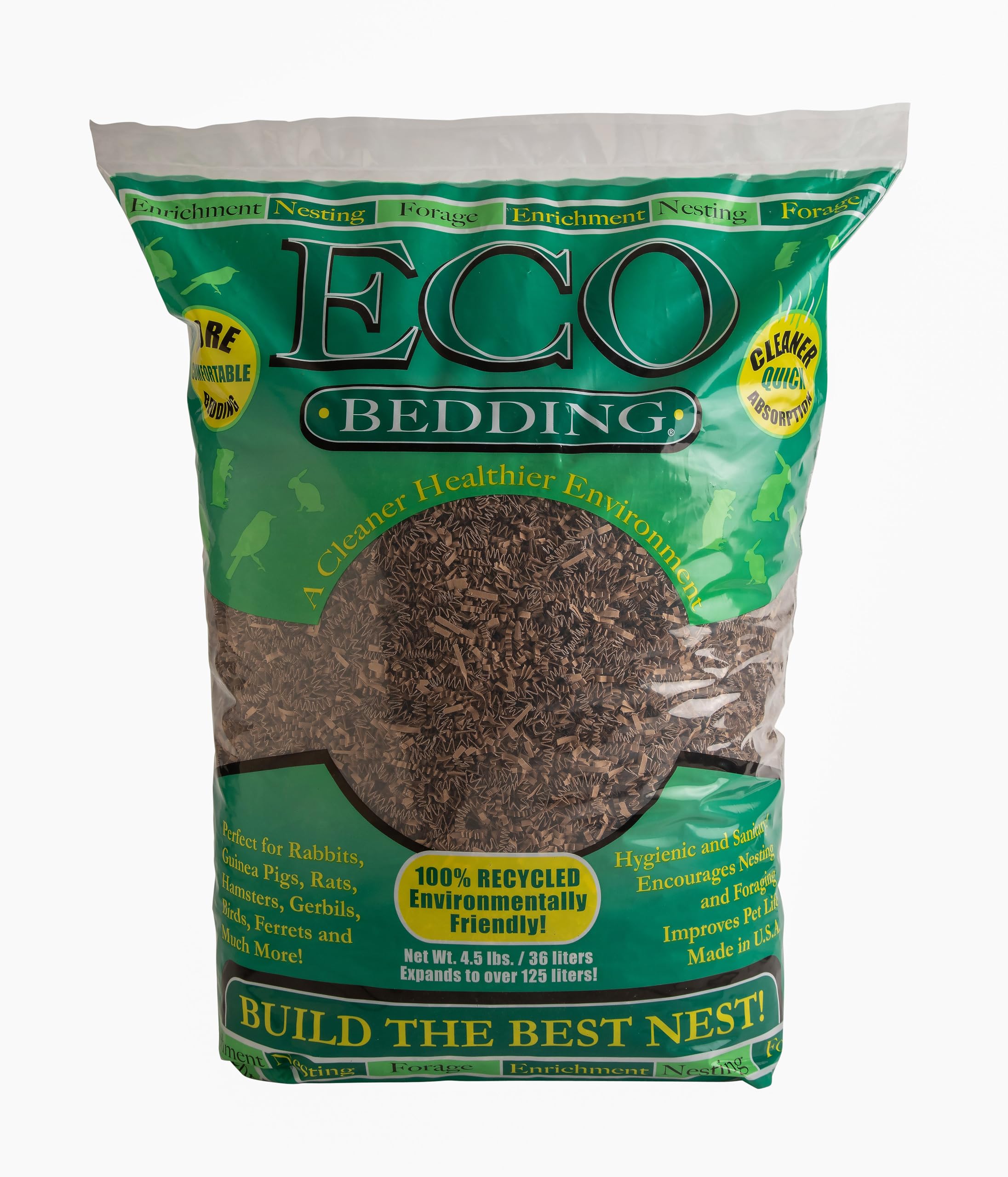 Eco Bedding 99% Dust-Free Paper Bedding For Small Pets And Birds, Eco Natural, 4.5L - Safe, Clean, Ideal Nesting & Burrowing Mat