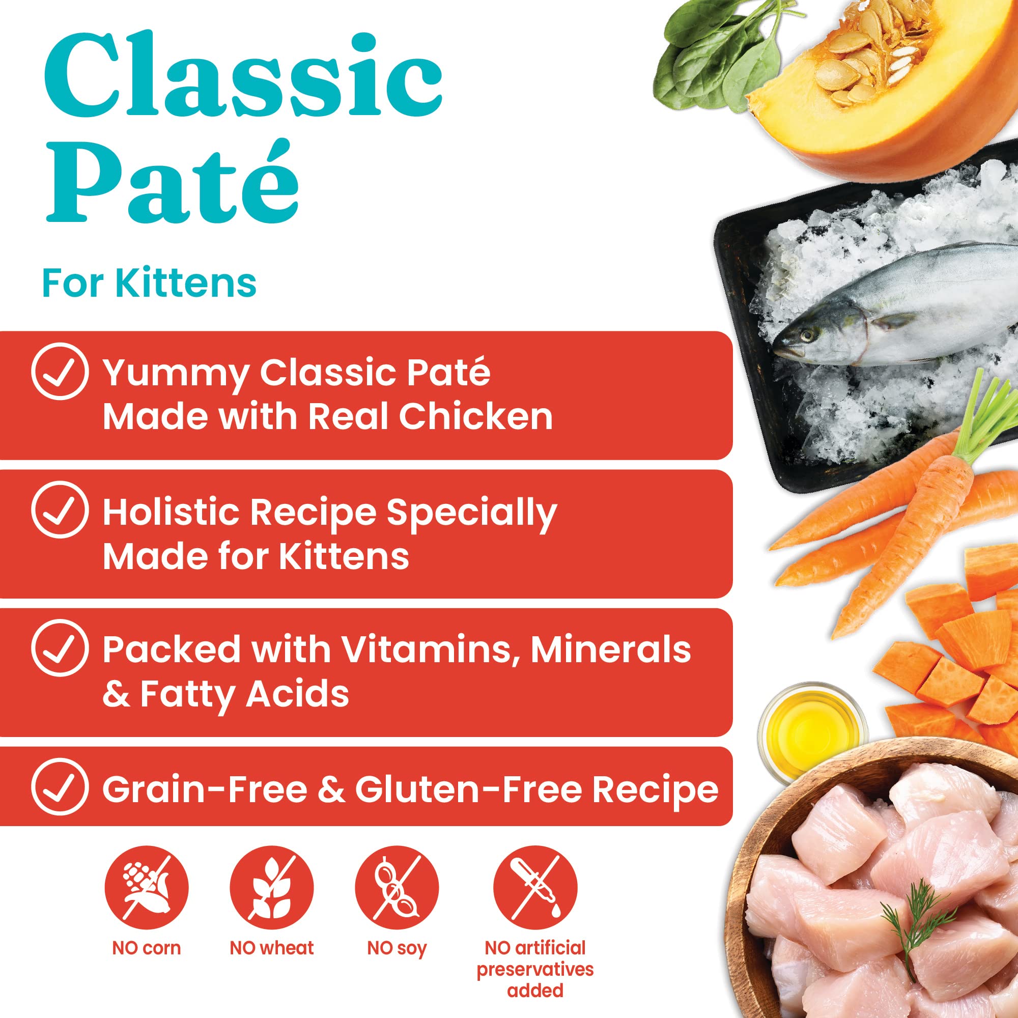 Solid Gold Flavorful Feast Wet Cat Food - Classic Pate - Real Chicken (for Kittens) - Canned Cat Food, 24 Pack