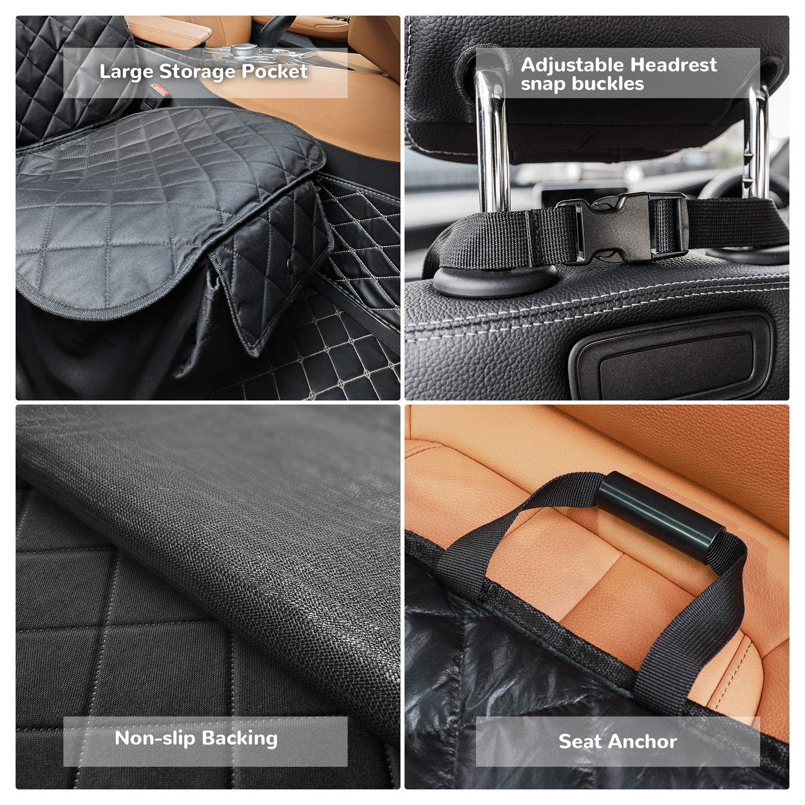 Urpower Dog Car Seat Cover For Front Seat, 100% Waterproof Dog Seat Covers With Pocket Cars Seat Protector For Dog, Nonslip & Qu