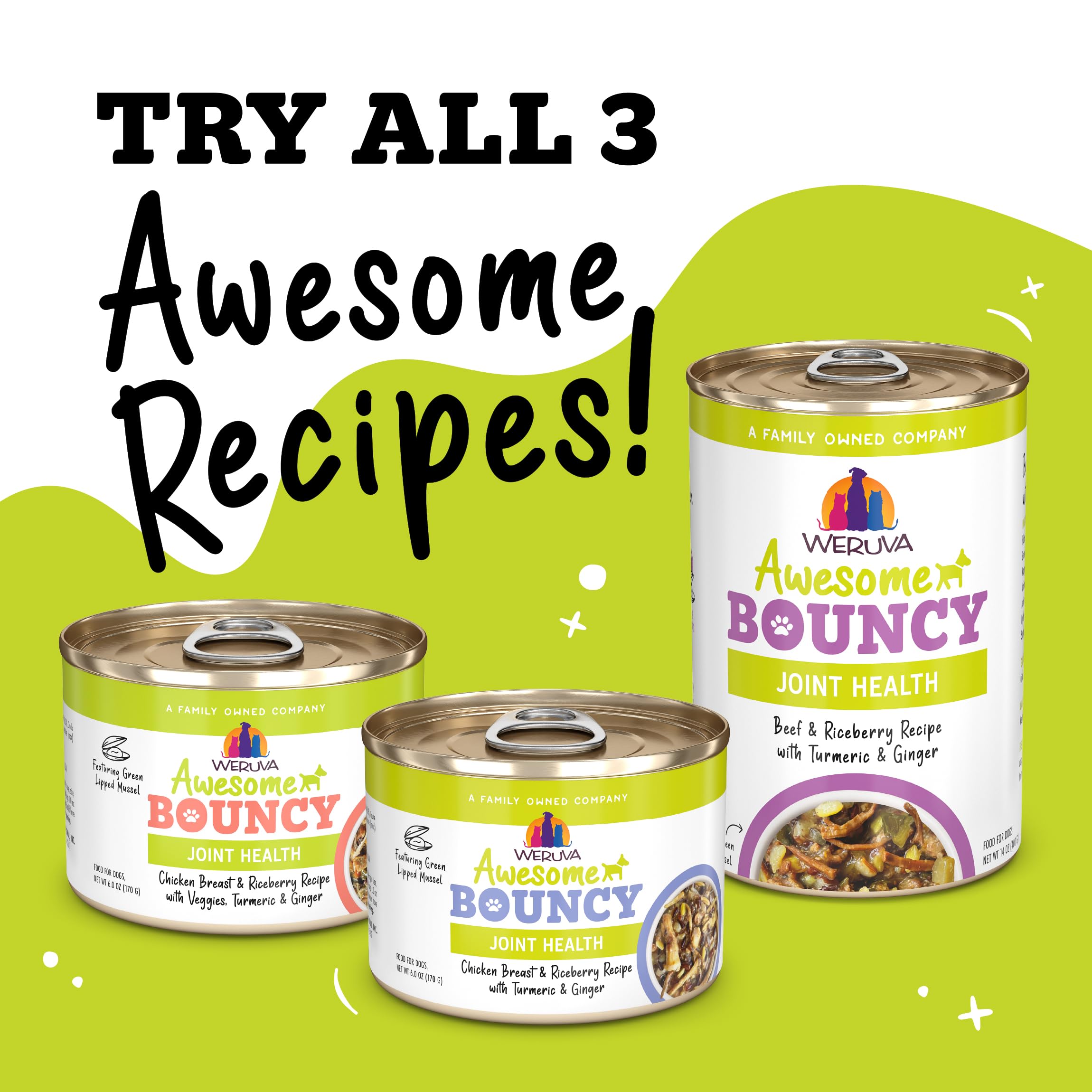 Weruva Awesome Bouncy Wet Dog Food, Chicken & Brown Rice, 6oz Can (Pack of 8)
