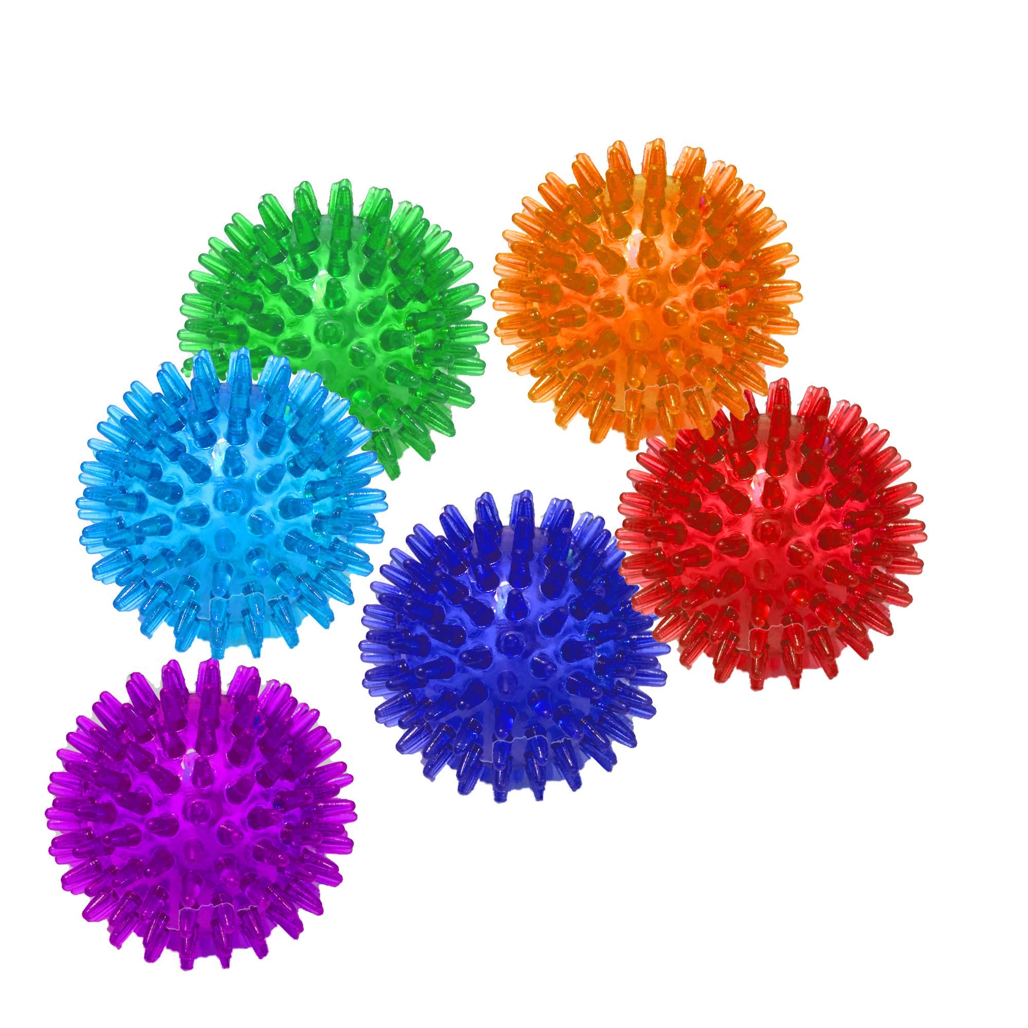 6 PACK - Dog Squeaky Toys 2.6'' Value Set Non-Toxic Dog Squeaky Balls Toss Fetch Toys for Dogs TPR Rubber Puppy Toys Spikey Dog