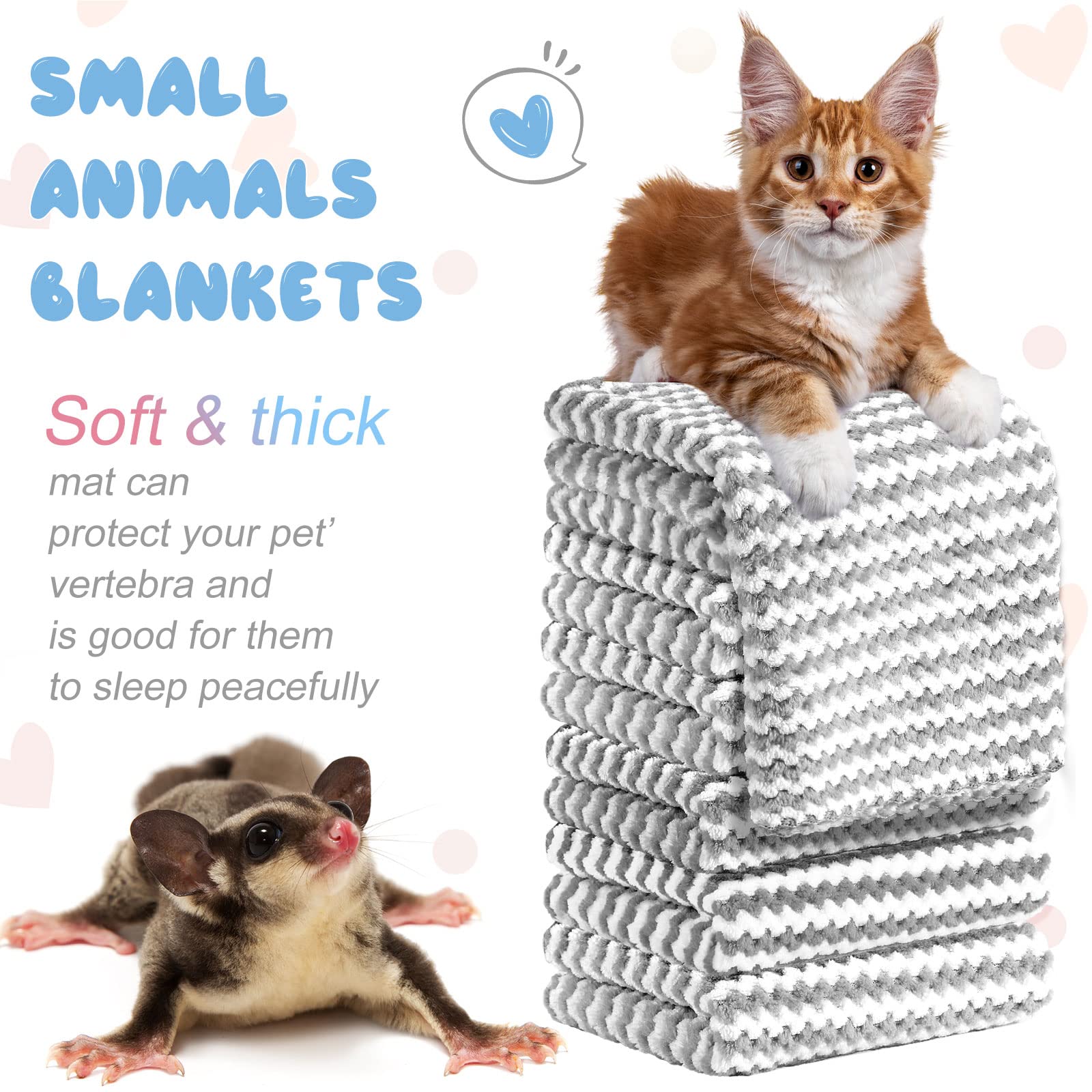 Moukeren 20Pcs Guinea Pig Fleece Bedding Blankets Bulk Washable Small Animal Fleece Cage Liners Pet Wash Cloth Sleeping Mat Cove