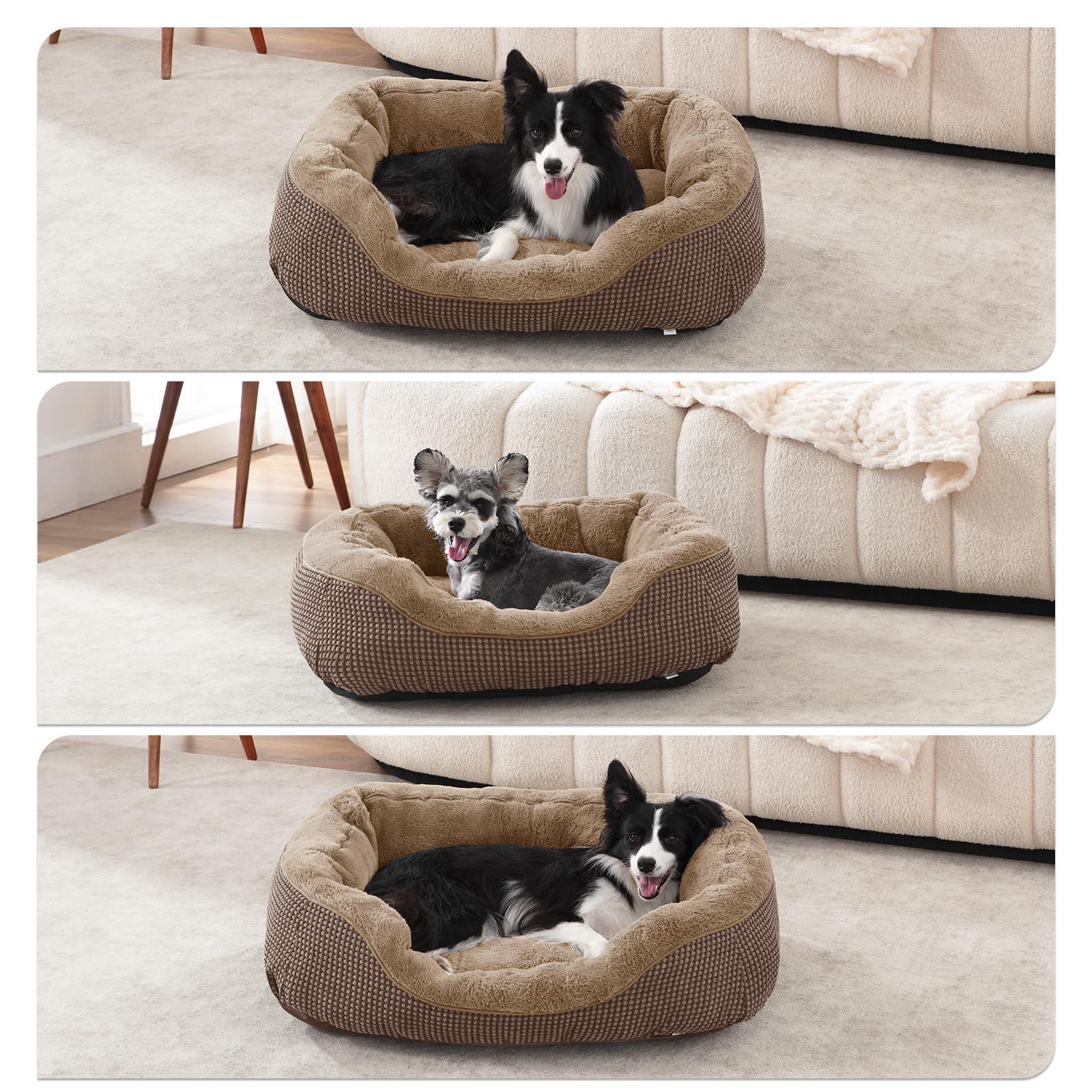 INVENHO Dog Bed Medium Size, Orthopedic Cotton, Dark Brown, Anti-Slip Bottom, Soft Calming Sleep, Model: INVENHO, 30"x24"x9"