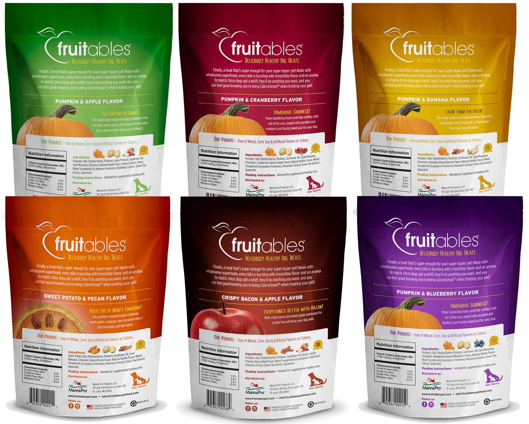 Fruitables Pumpkin Dog Treats, 7oz, Crunch Variety 12-Pack