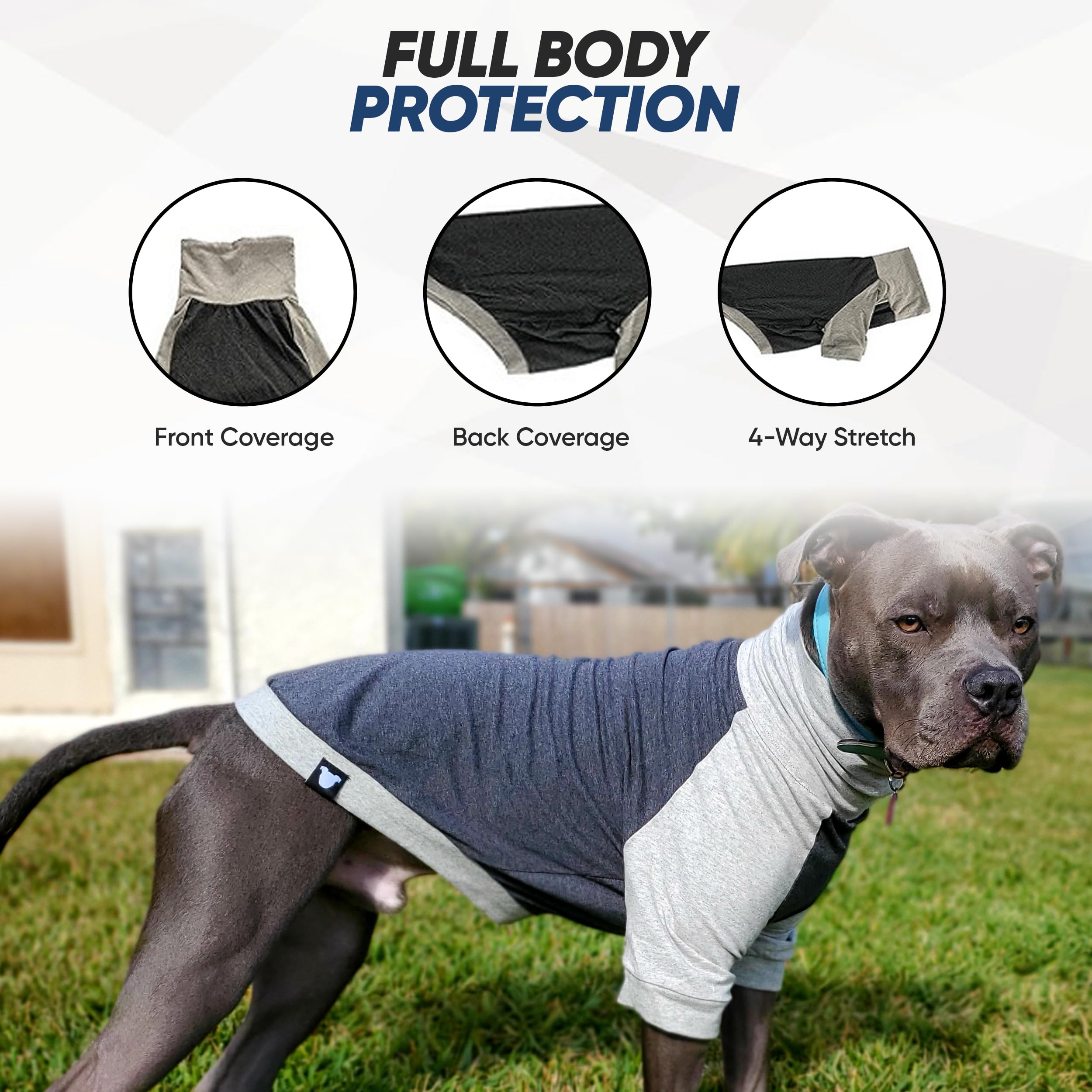 Tooth & Honey Large Dog Clothing/Dog Pullover/Light Weight Shirt/Color Block Shirt/Summer Shirt/Dark Grey/Allergy Shirt