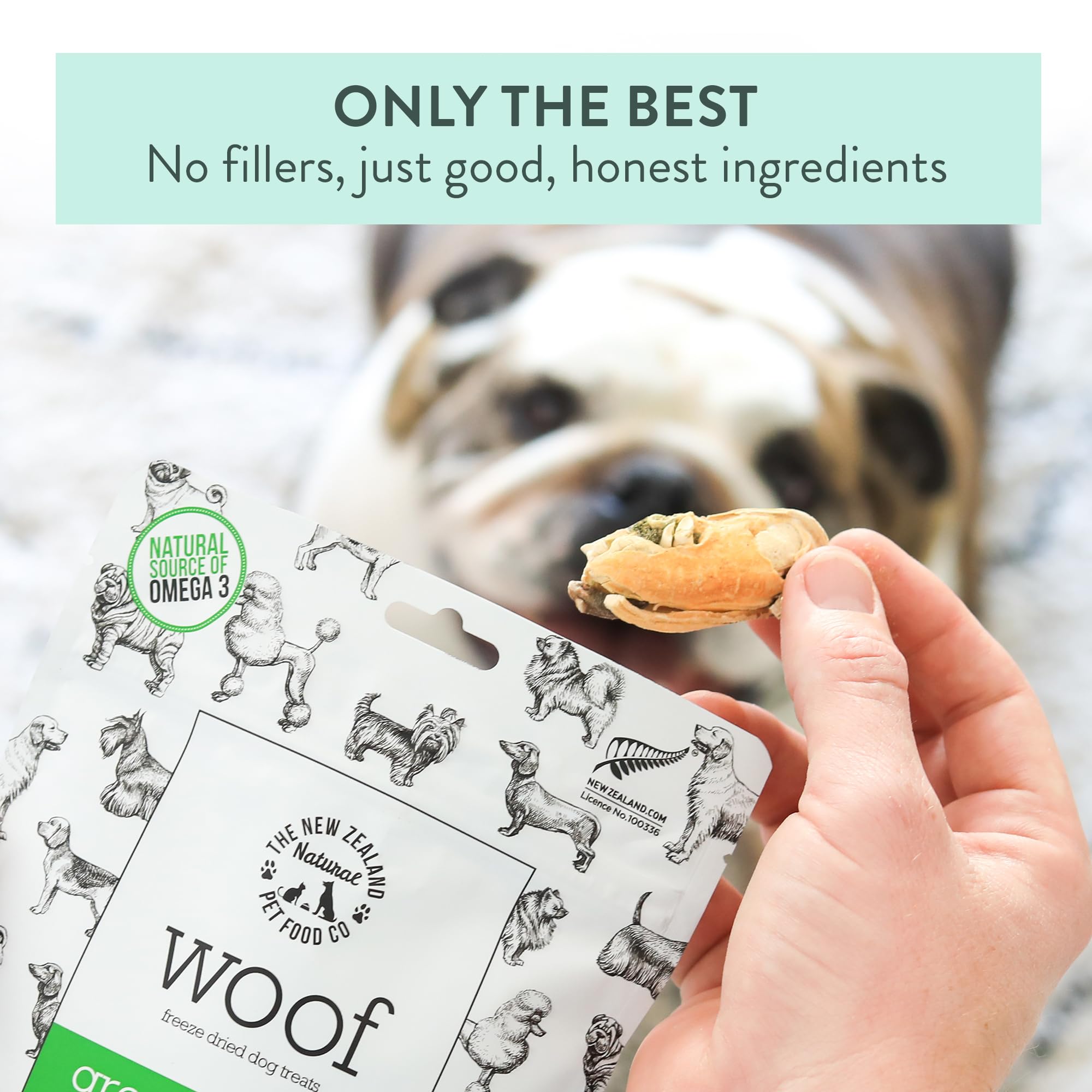 The New Zealand Natural Pet Food Co Woof Green Lipped Mussels Freeze Dried 1.76oz, Brown