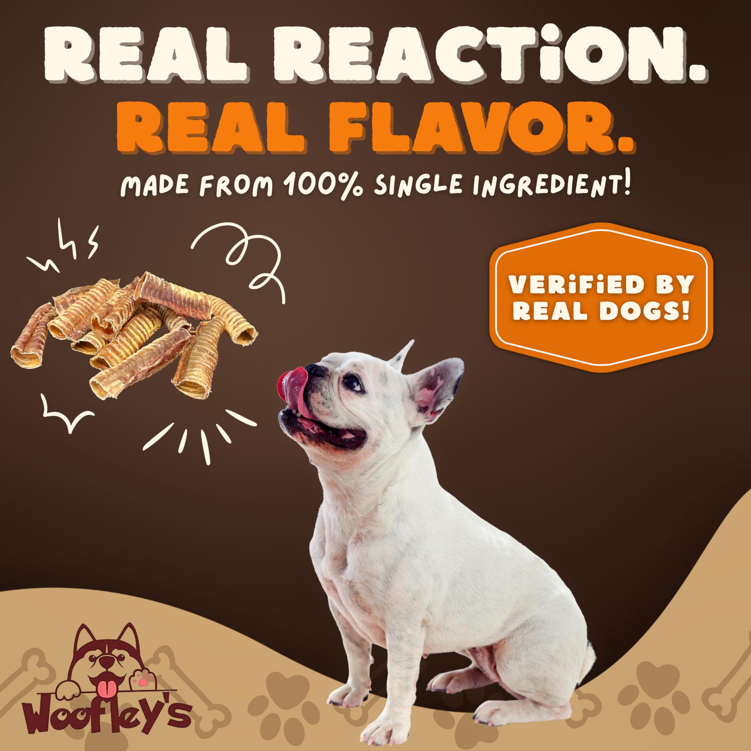 Woofleys Beef Trachea - (6 Inch 20 Pack) - Trachea Treats for Dogs - Natural Source of Glucosamine and Chondrotin for Joint Hea