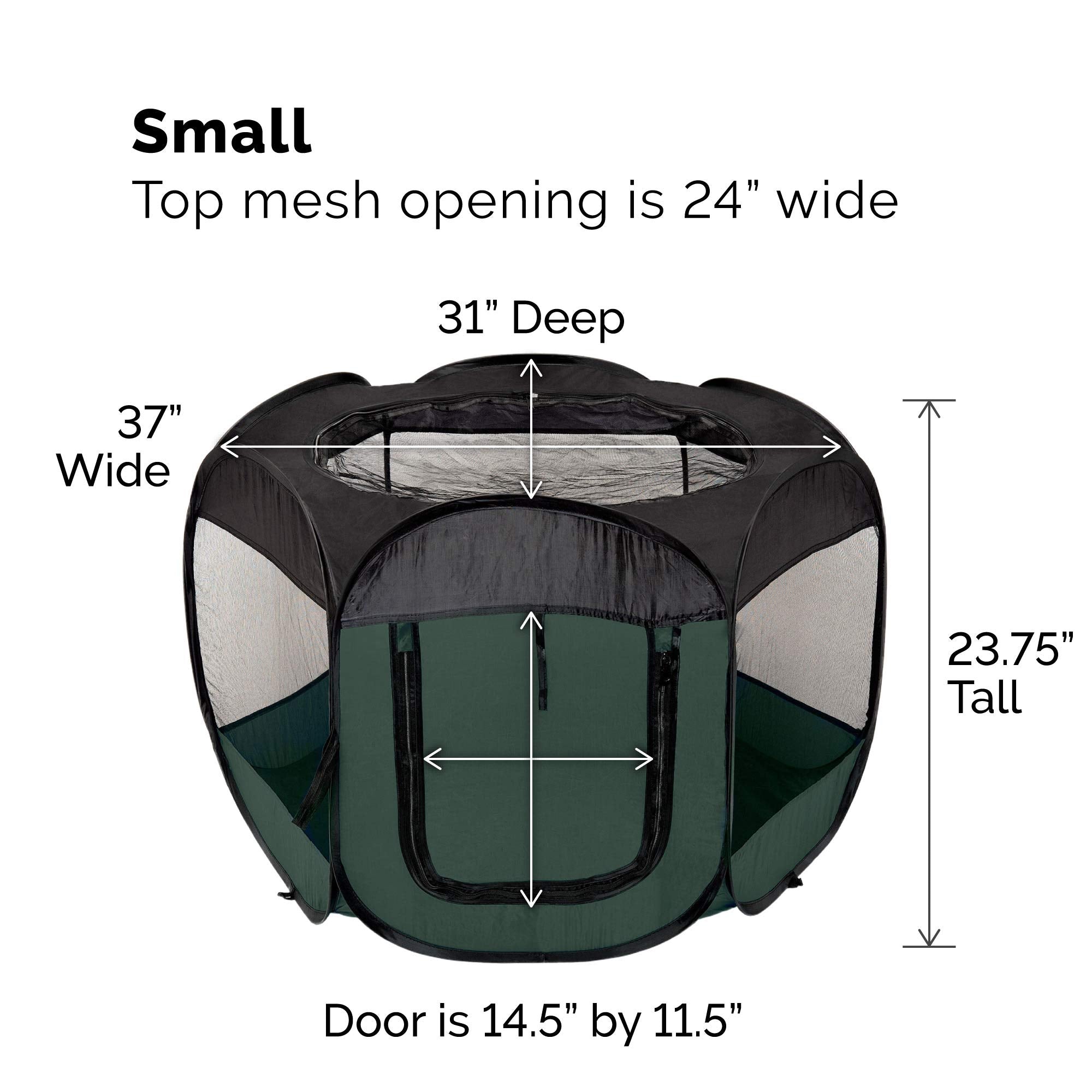 Furhaven Portable Dog Playpen Cat Tent, Pet playground/kennel foldable indoor outdoor zippered puppy crate - Hunter Green, Small