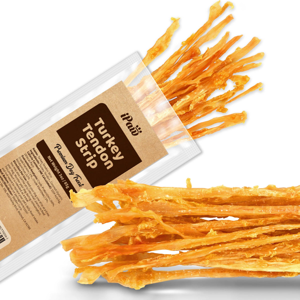 Ipaw Turkey Tendon For Dogs, Ingredient Sourced From Usa, Hypoallergenic, All Natural Human Grade Puppy Chew, Dog Treats For Sig