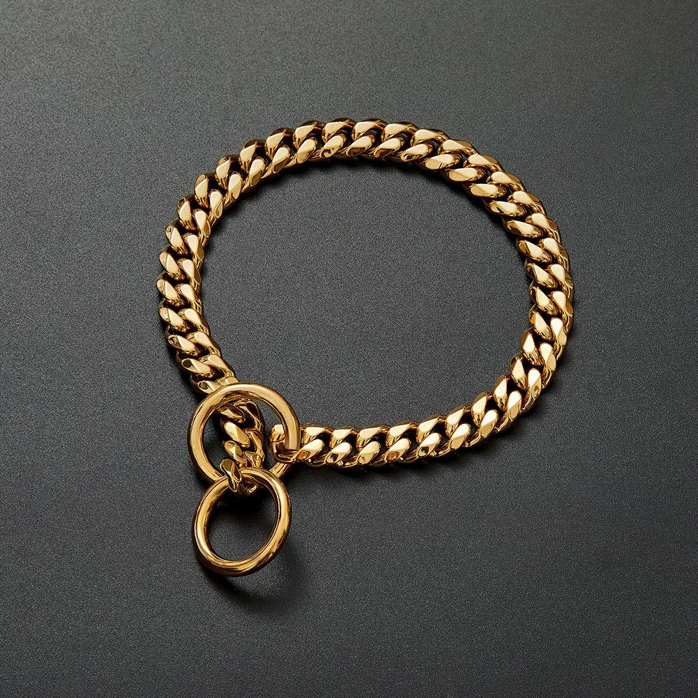 Gold Cuban Link Dog Necklace Collar For Small Medium Large Dog, Cute Dog Collar