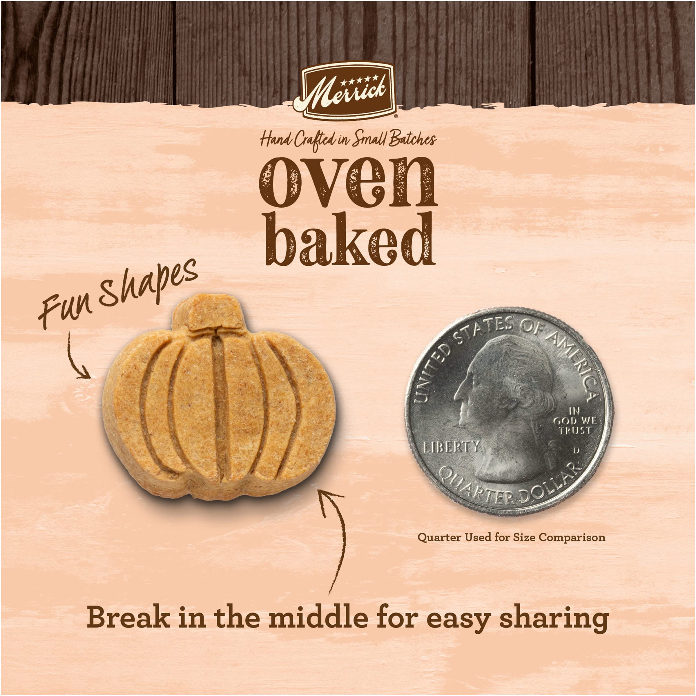 Merrick Oven Baked Natural Dog Treats, Pumpkin Patch, Made with Real Pumpkin, Hand Crafted in Small Batches, 4 Simple Ingredient