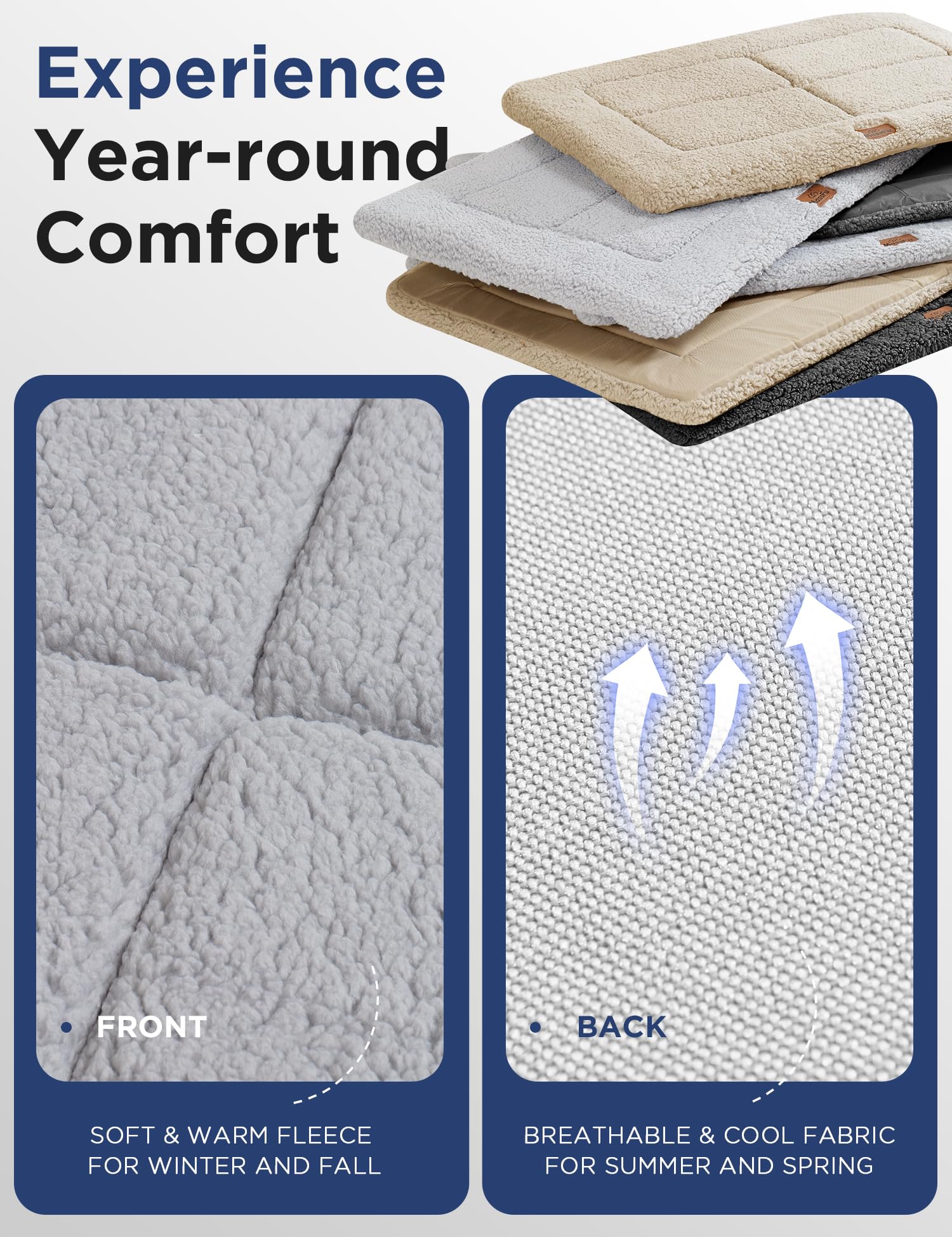 Massfu Low-Profile Dog Pad Mat For Large Dogs, Washable Ultra Soft Dog Crate Mat, High Density Foam Pet Beds For Indoor & Outdoo