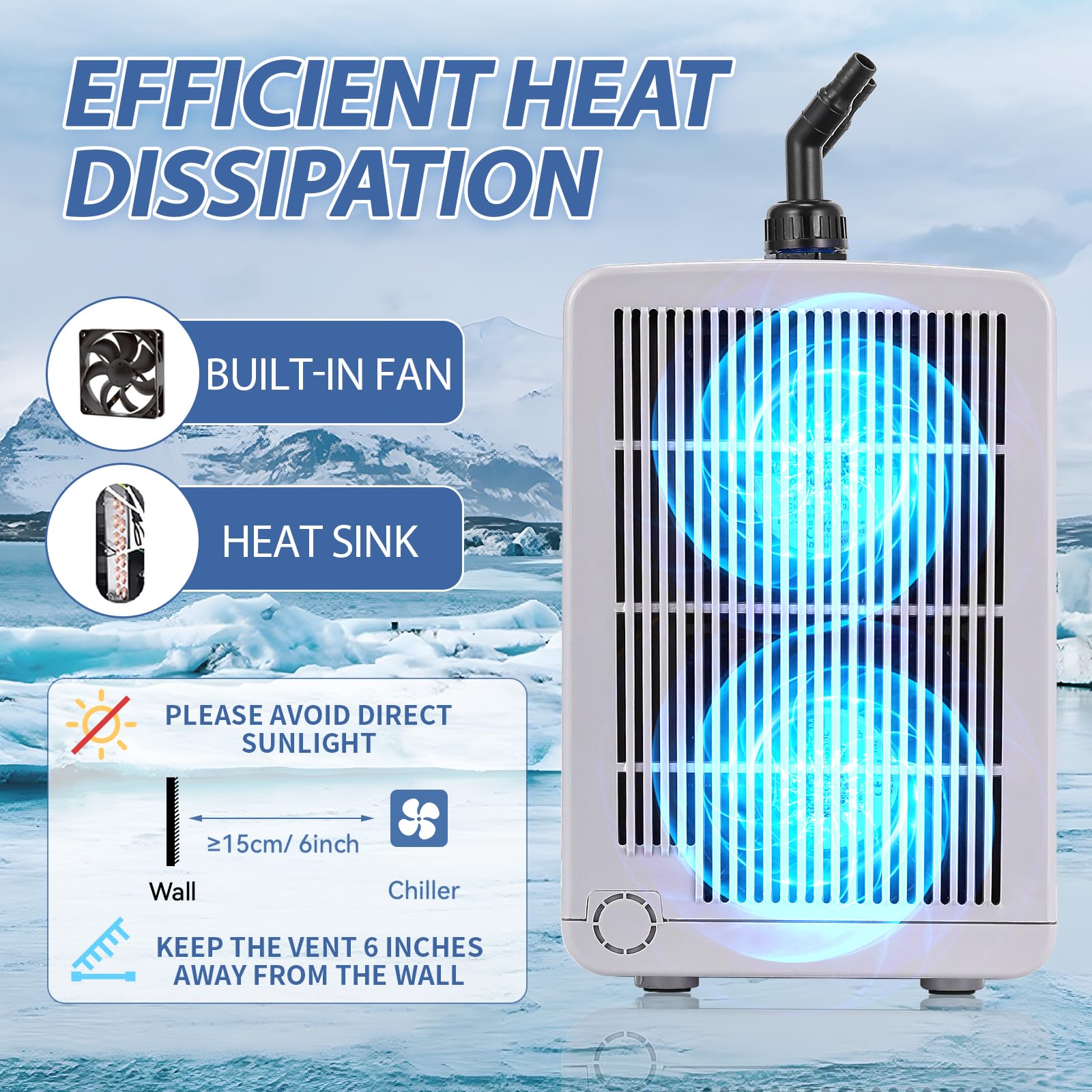 Poafamx Aquarium Chiller 42Gal Water Chiller for Fish Tank 1/10 HP Water Cooler Refrigeration Compressor for Axolotl Hydroponics