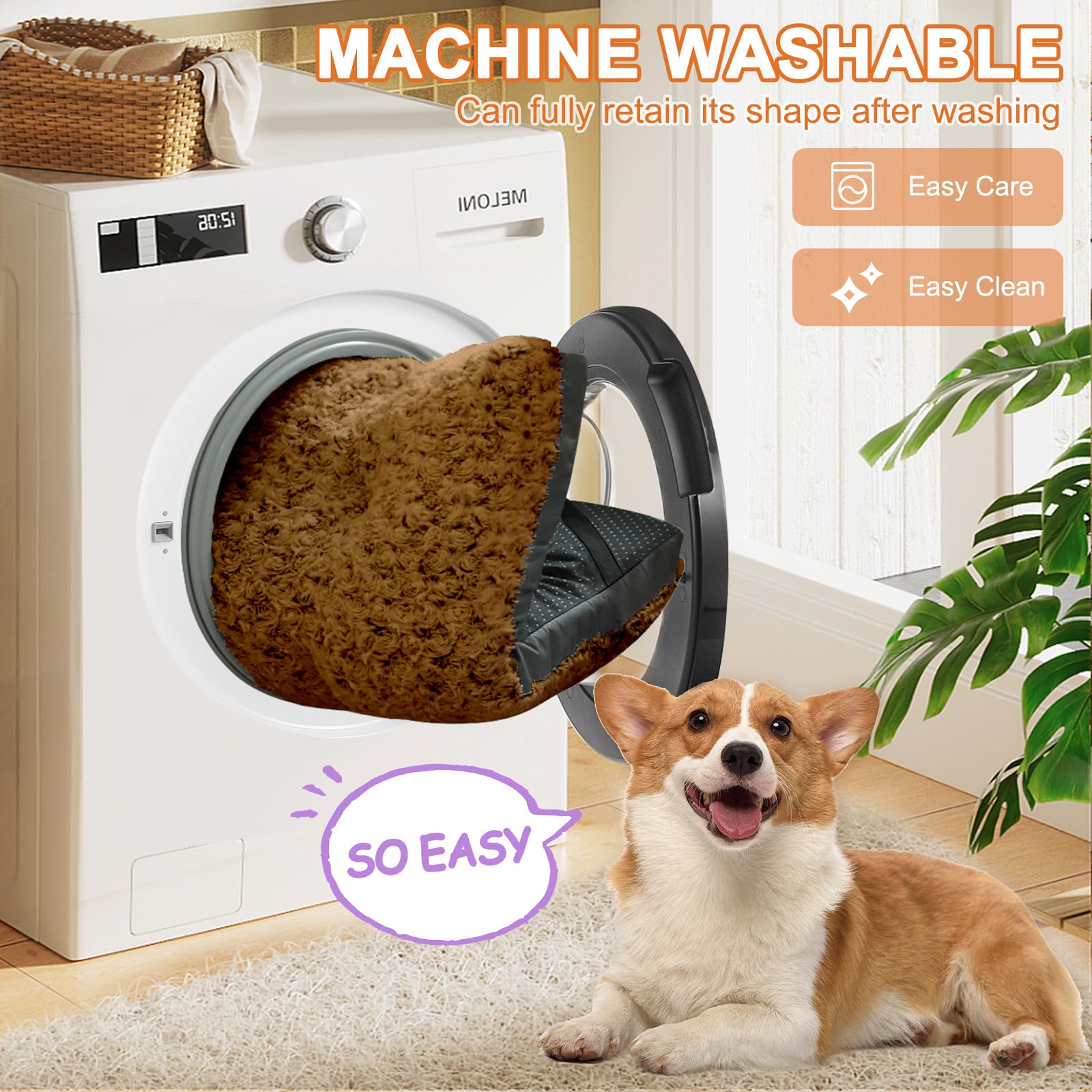Pocblue Deluxe Washable Xxl Dog Bed Dog Crate Mat 48 Inch Comfy Fluffy Kennel Pad Anti-Slip For Dogs Up To 110 Lbs, 48' X 30', Brown