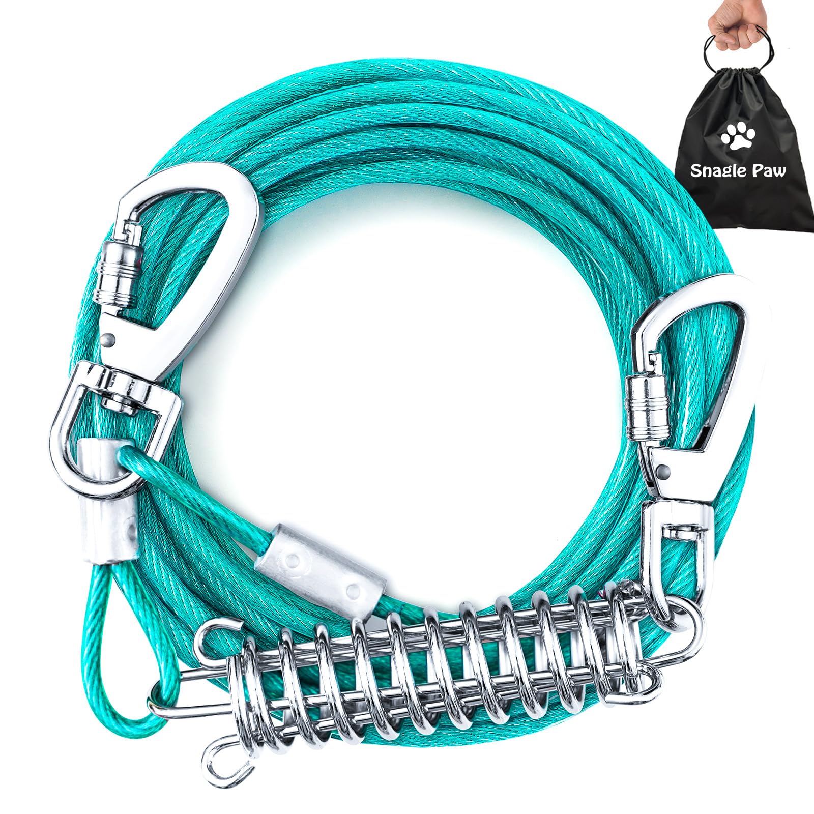 Tie Out Cable For Dogs, 50Ft Dog Leads For Yard Chew Proof, Heavy Duty Dog Tie Out Cable For Large Dogs Up To 125Lbs, Durable Dog Runner For Yard Or Camping