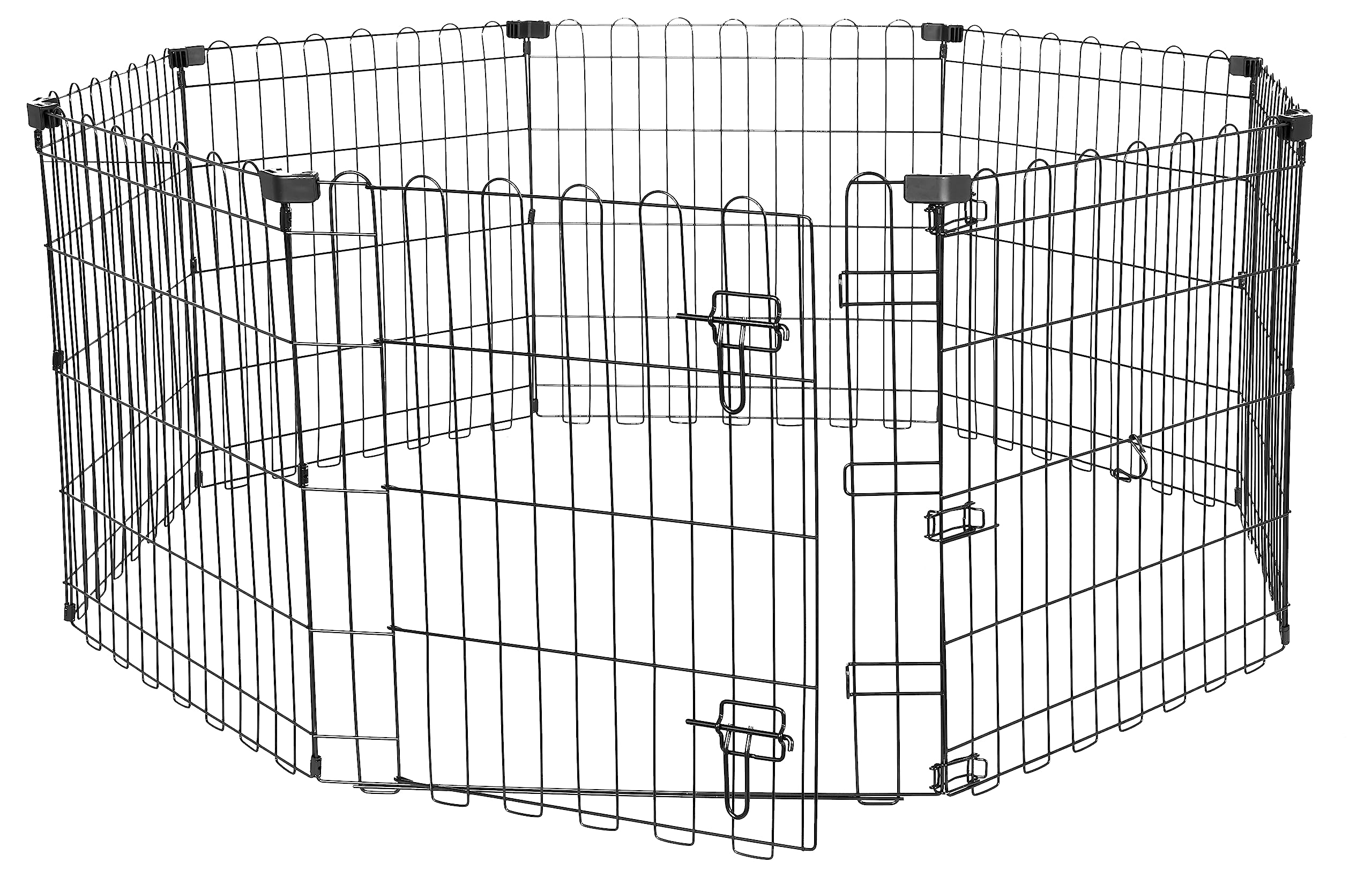 Amazon Basics Foldable Octagonal Metal Exercise Puppy / Dog Playpen - Indoor/Outdoor, Single Door, Extra Small (8 Panels, 24 X 2