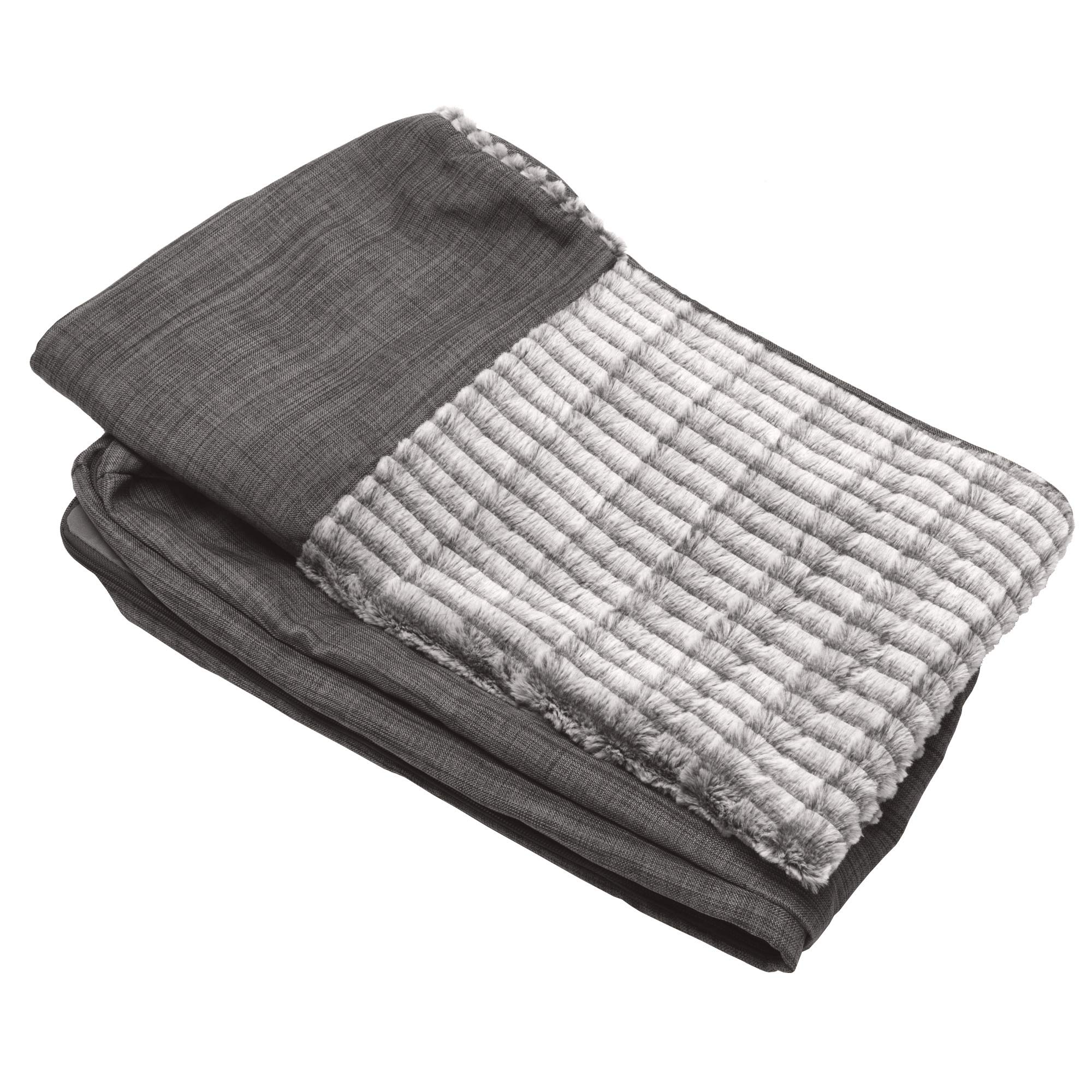 Furhaven Replacement Dog Bed Cover Luxe Faux Fur & Performance Linen Sofa-Style, Machine Washable - Charcoal, Jumbo Plus (XX-Lar