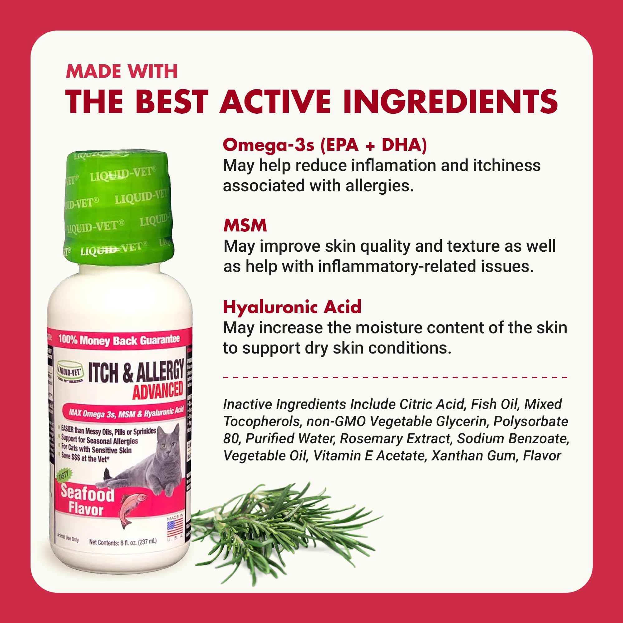 LIQUID-VET by Cool PET Holistics Feline Itch & Allergy Advanced Formula, Seafood Flavor, 8 oz