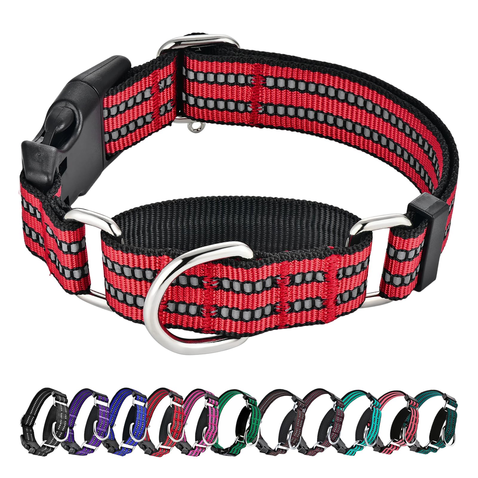 Martingale Dog Collars - Reflective Dog Collar With Quick Release Buckle Adjustable Nylon Training Dog Collar Suitable For Puppies For Small Medium Large Dogs.