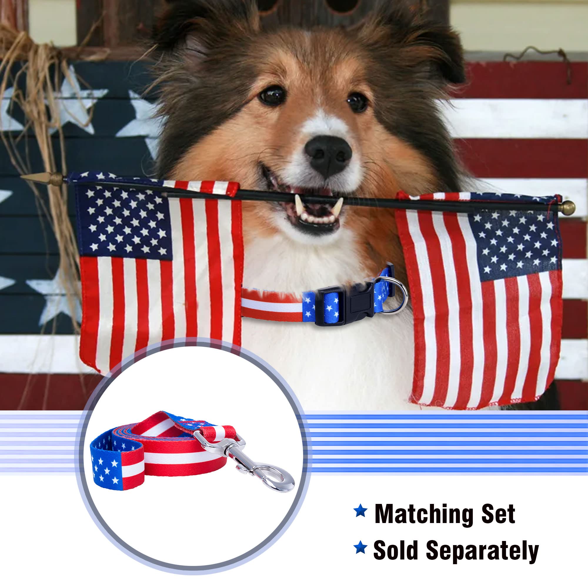 Native Pup American Flag Dog Collar- Red White And Blue- Patriotic Collars For 4Th Of July, Usa- Adjustable Small, Medium, Large Breed Dogs (Large, Flag I)
