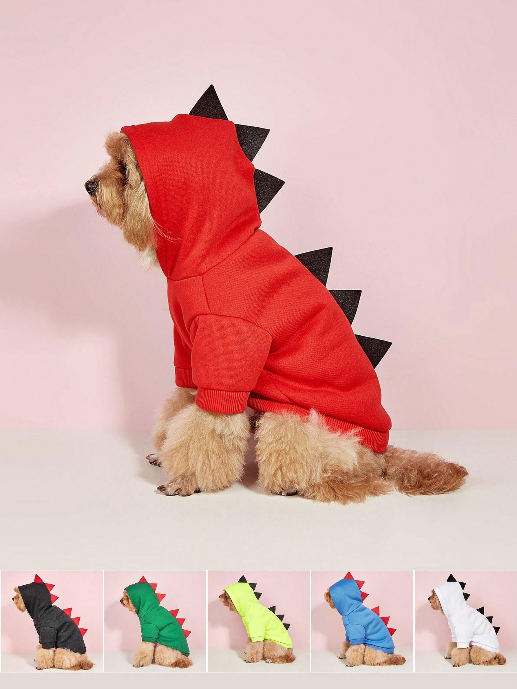 Qwinee Dinosaur Dog Hoodie Dog Warm Jacket Christmas Halloween Dog Costume Dog Clothes For Puppy Kitten Small Medium Dogs Cats Beige Xl