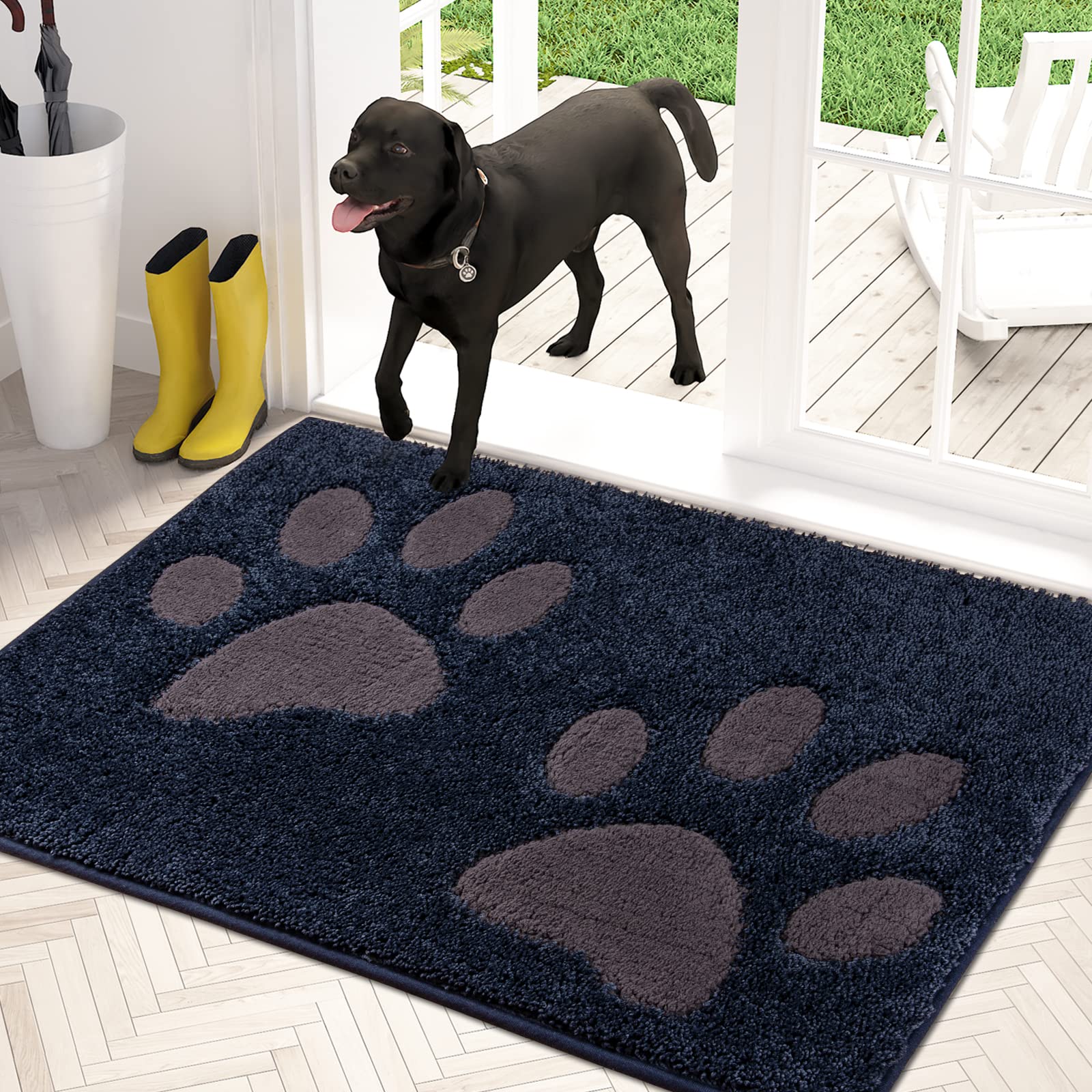 Purrugs Dirt Trapper Door Mat 33.5'' X 59'', Non-Skid/Slip Machine Washable Microfiber Entryway Rug, Dog Doormat, Super Absorben