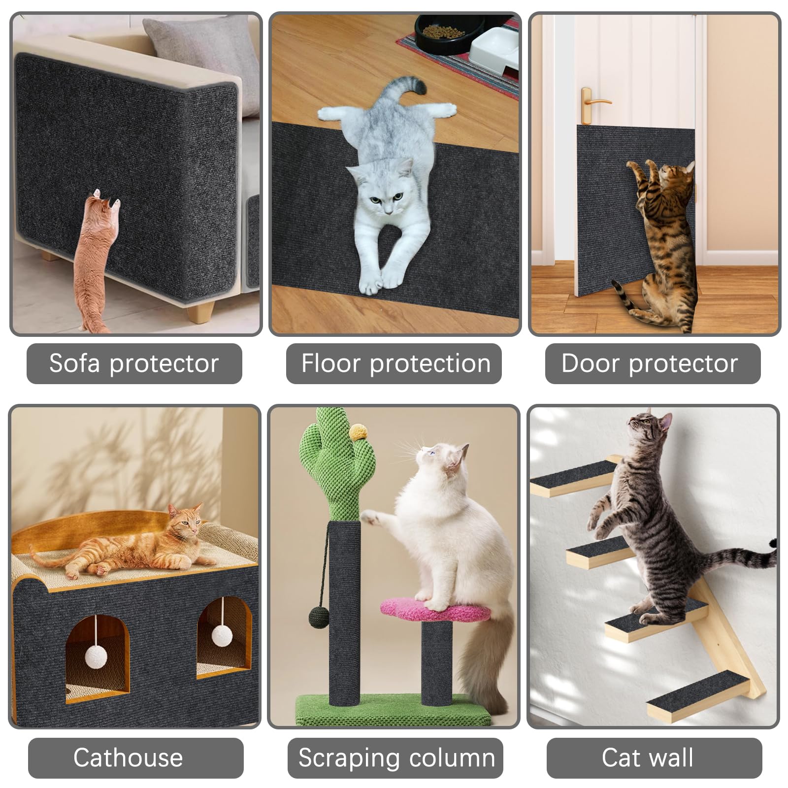 Large 118.1X15.8 Cat Scratching Mat - Carpet With Self-Adhesive Trimmable-Adhesive Carpet, Cat Scratch Furniture Protector R