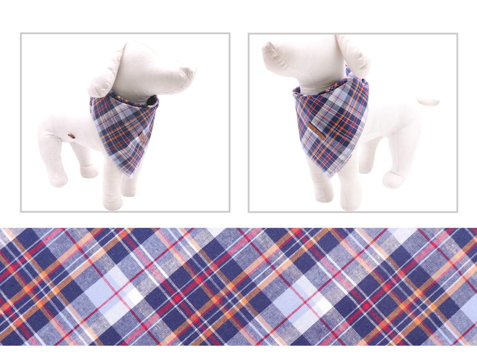 Lionet Paws Dog Bandana Washable Cotton Handkerchief Scarf Triangle Bandana for Small Medium Large Dogs DarkBlue