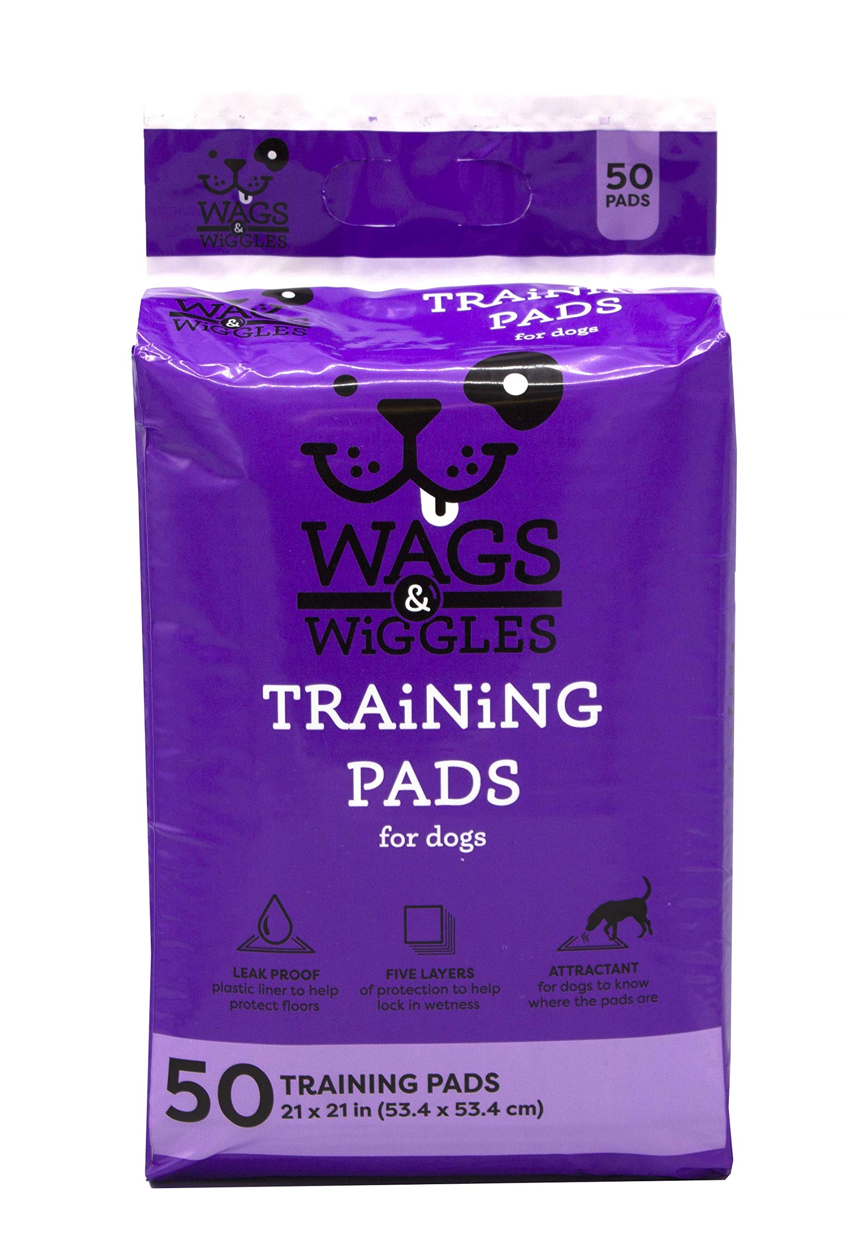 Wags & Wiggles Training Pads For Dogs, 50 Count | Puppy Pee Pads For Dogs | Dog and Puppy Supplies | Dog Training Pads, Strong a