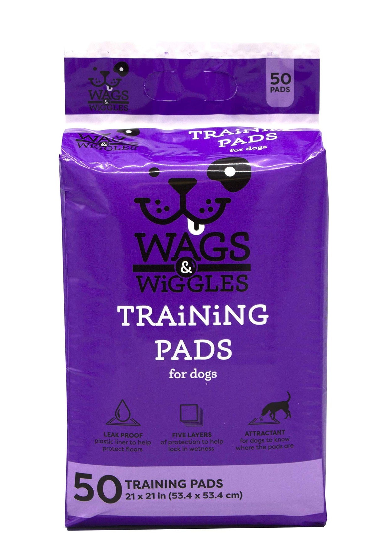 Wags & Wiggles Training Pads For Dogs, 50 Count | Puppy Pee Pads For Dogs | Dog and Puppy Supplies | Dog Training Pads, Strong a